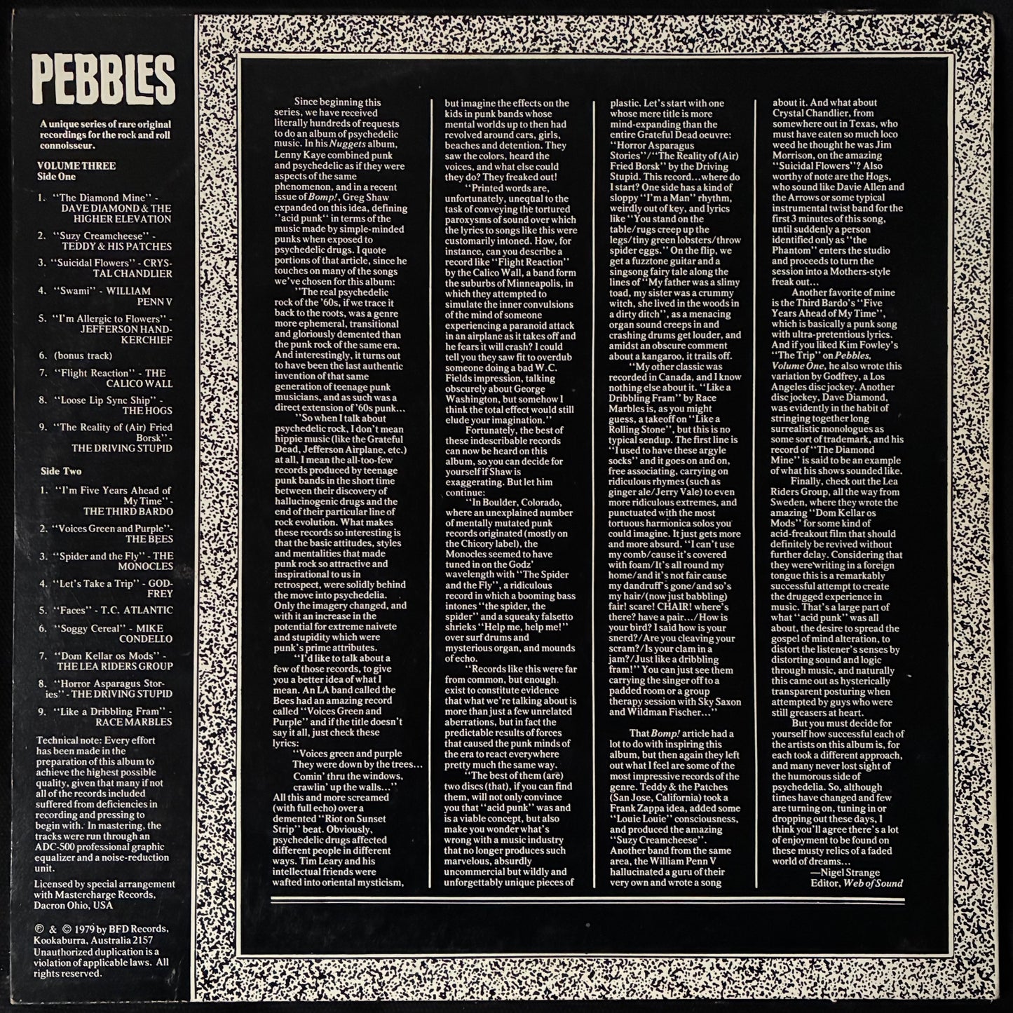 VARIOUS ARTISTS - PEBBLES: VOLUME 3: THE ACID GALLERY (USED VINYL 1979 US EX/EX+)