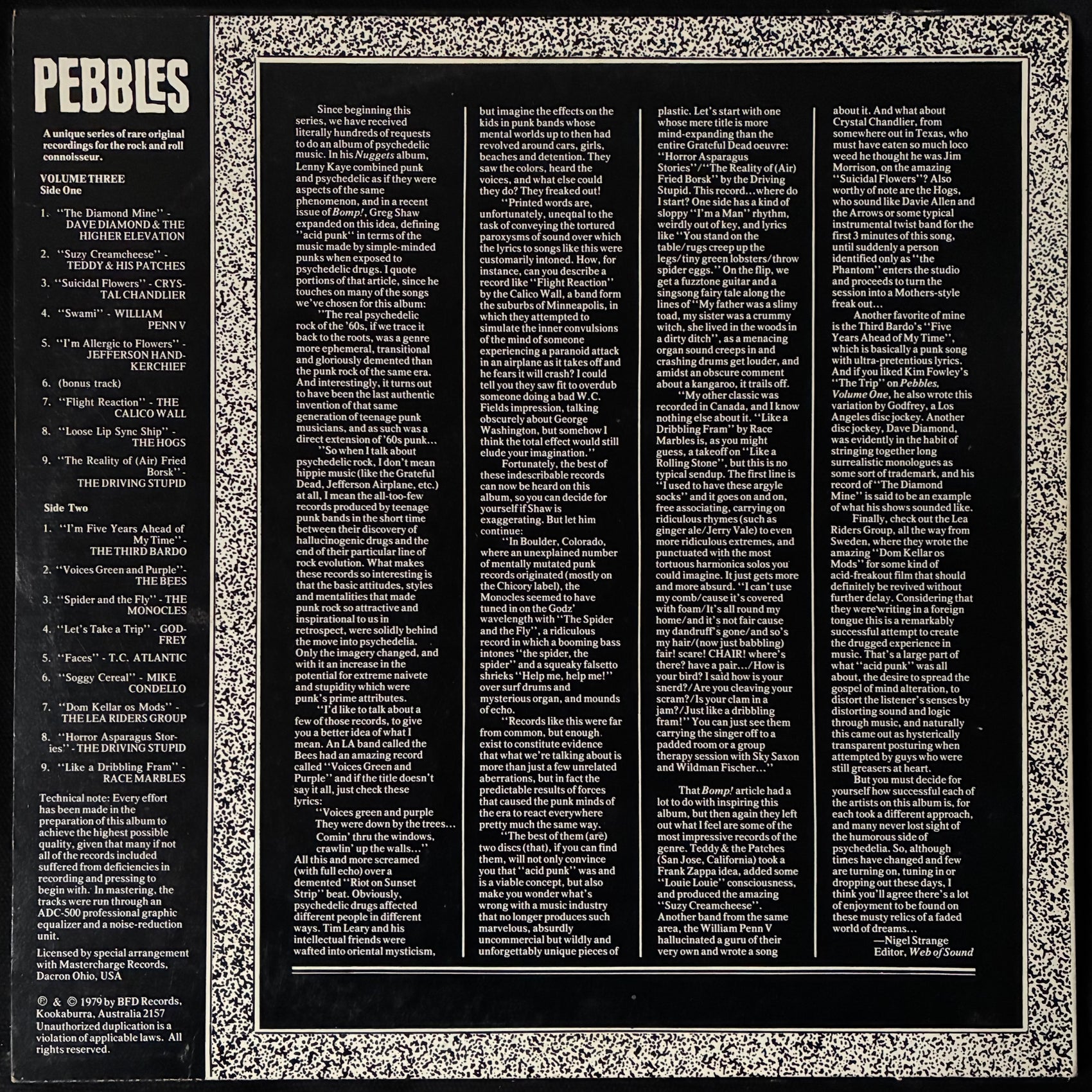 VARIOUS ARTISTS - PEBBLES: VOLUME 3: THE ACID GALLERY (USED VINYL 1979 US EX/EX+)