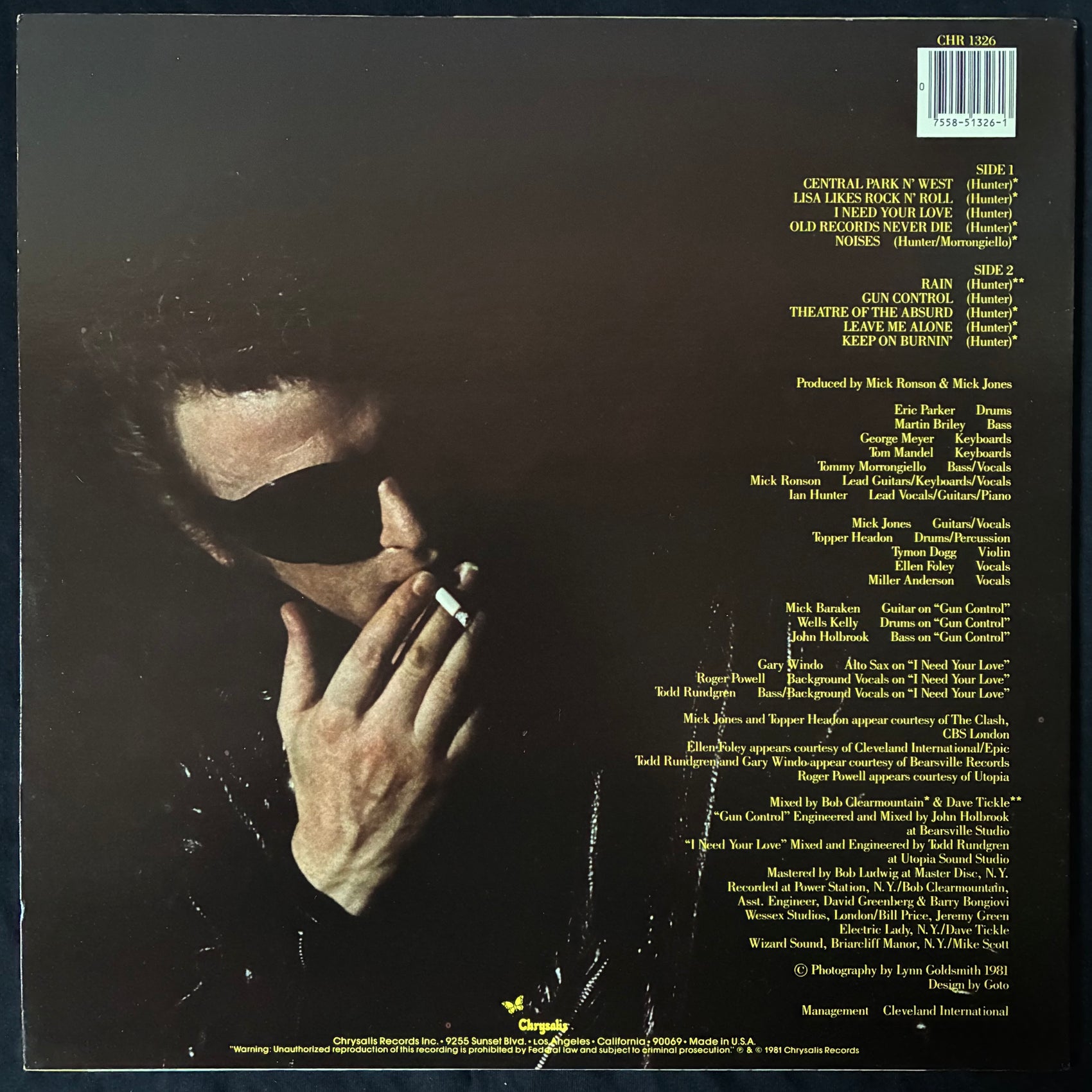 IAN HUNTER - SHORT BACK N' SIDES (USED VINYL 1981 US M-/M-)