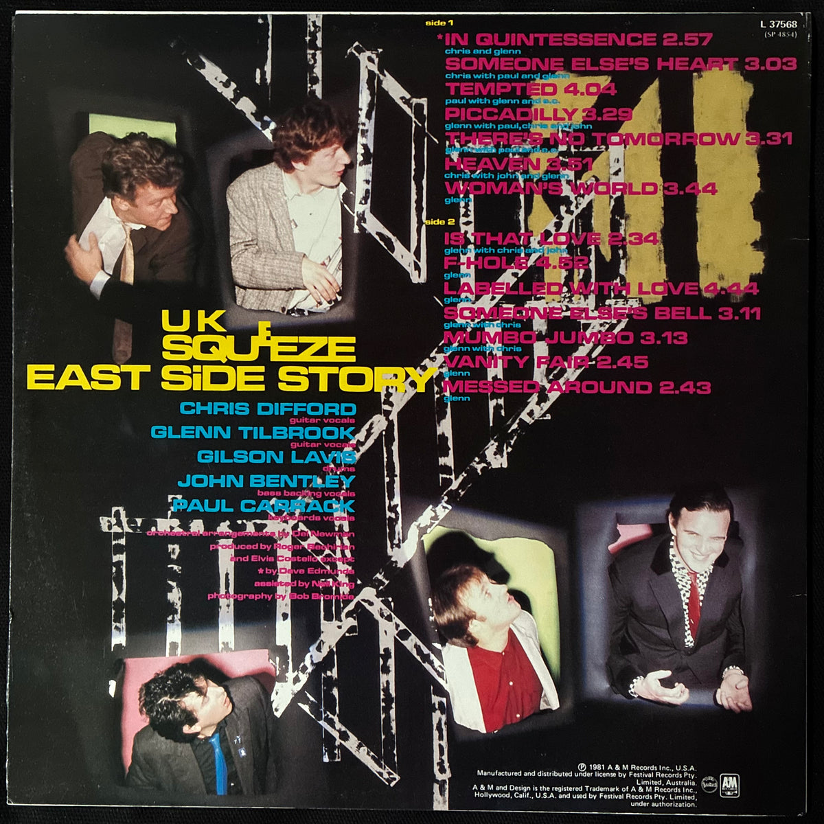 UK SQUEEZE - EAST SIDE STORY (USED VINYL 1981 AUS M-/M-)