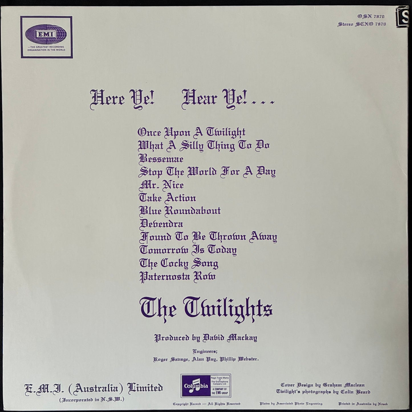 TWILIGHTS - ONCE UPON A TWILIGHT... (SIGNED BY GLENN SHORROCK) (USED VINYL 1968 AUS VG/EX+)