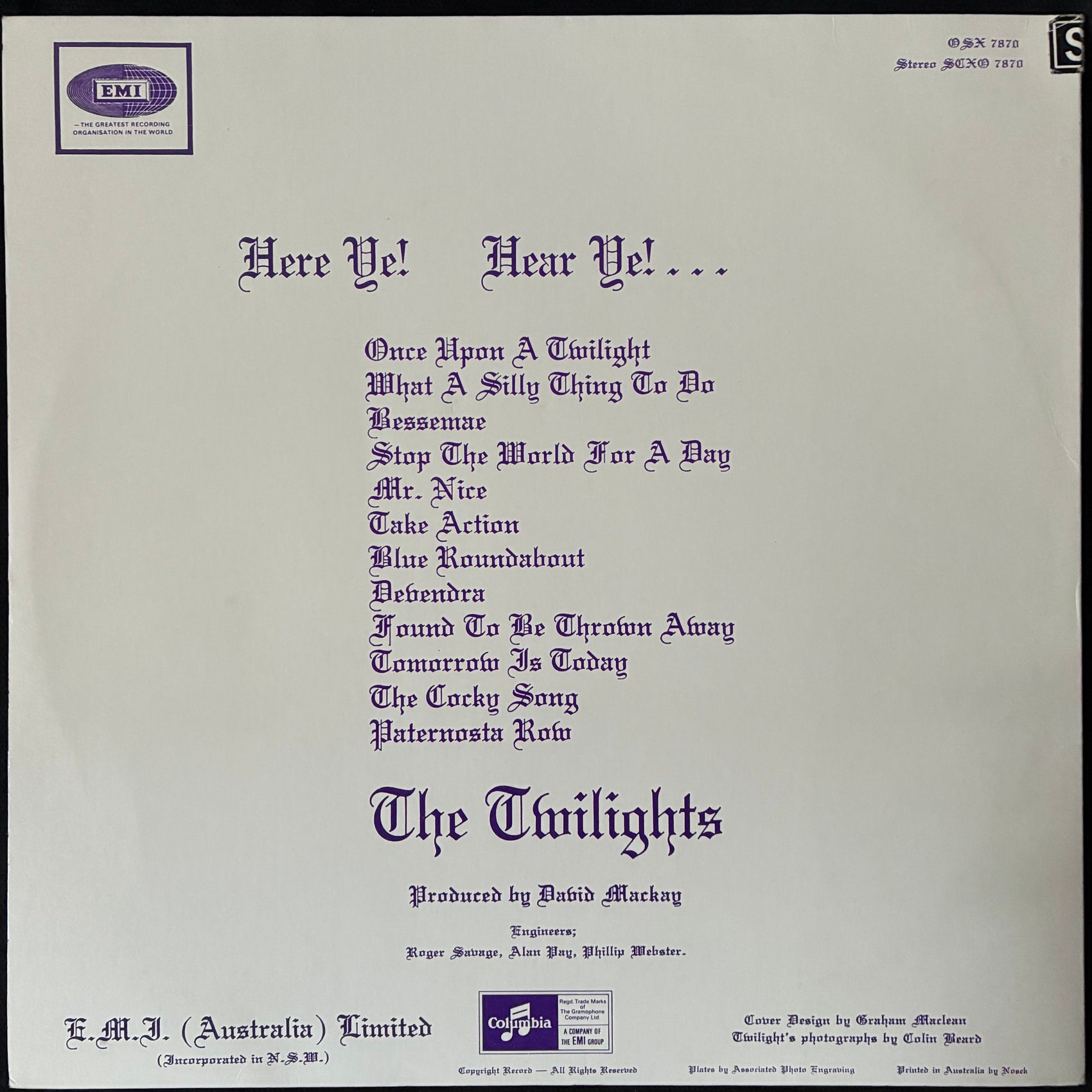 TWILIGHTS - ONCE UPON A TWILIGHT... (SIGNED BY GLENN SHORROCK) (USED VINYL 1968 AUS VG/EX+)