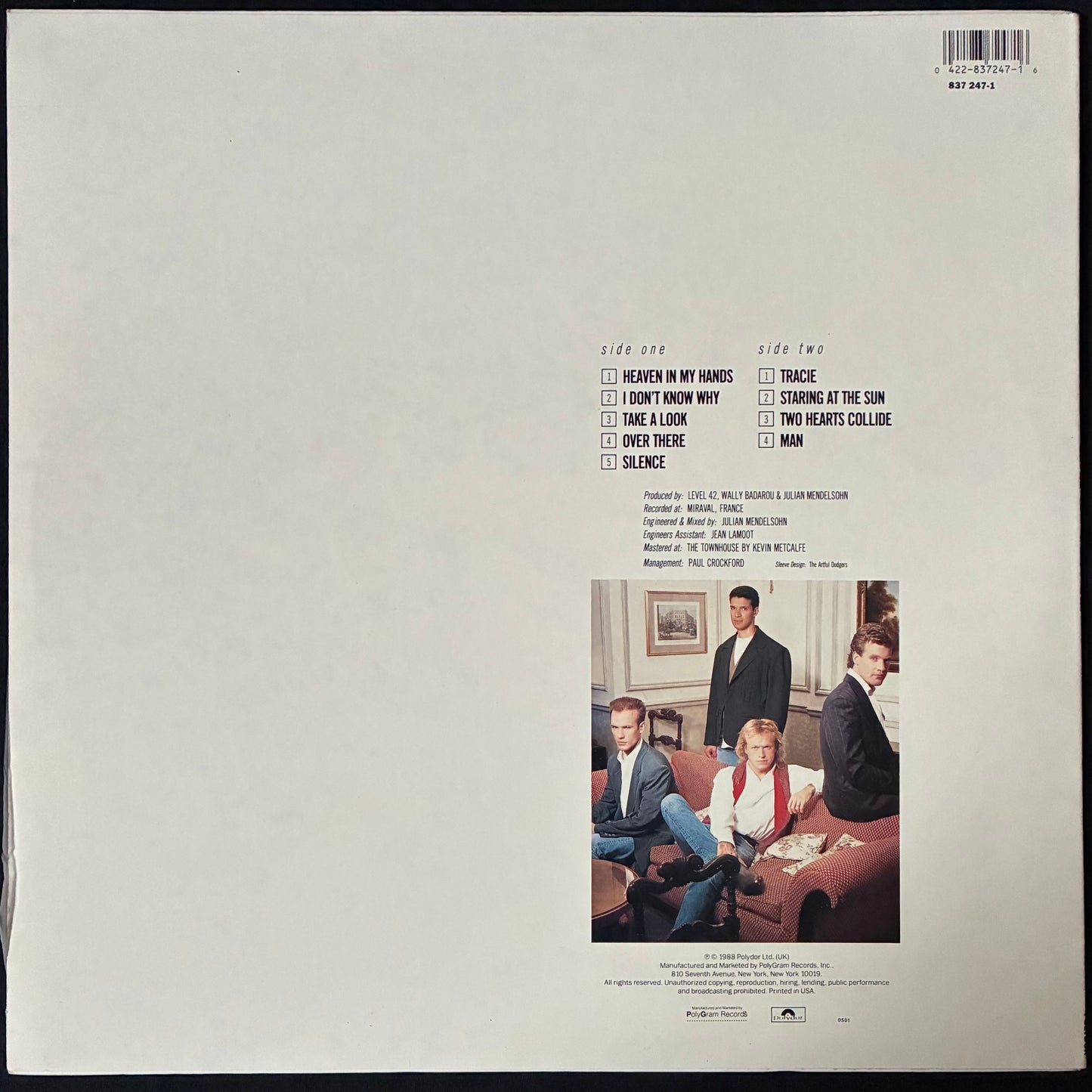 LEVEL 42 - STARING AT THE SUN (USED VINYL 1988 US M-/M-)