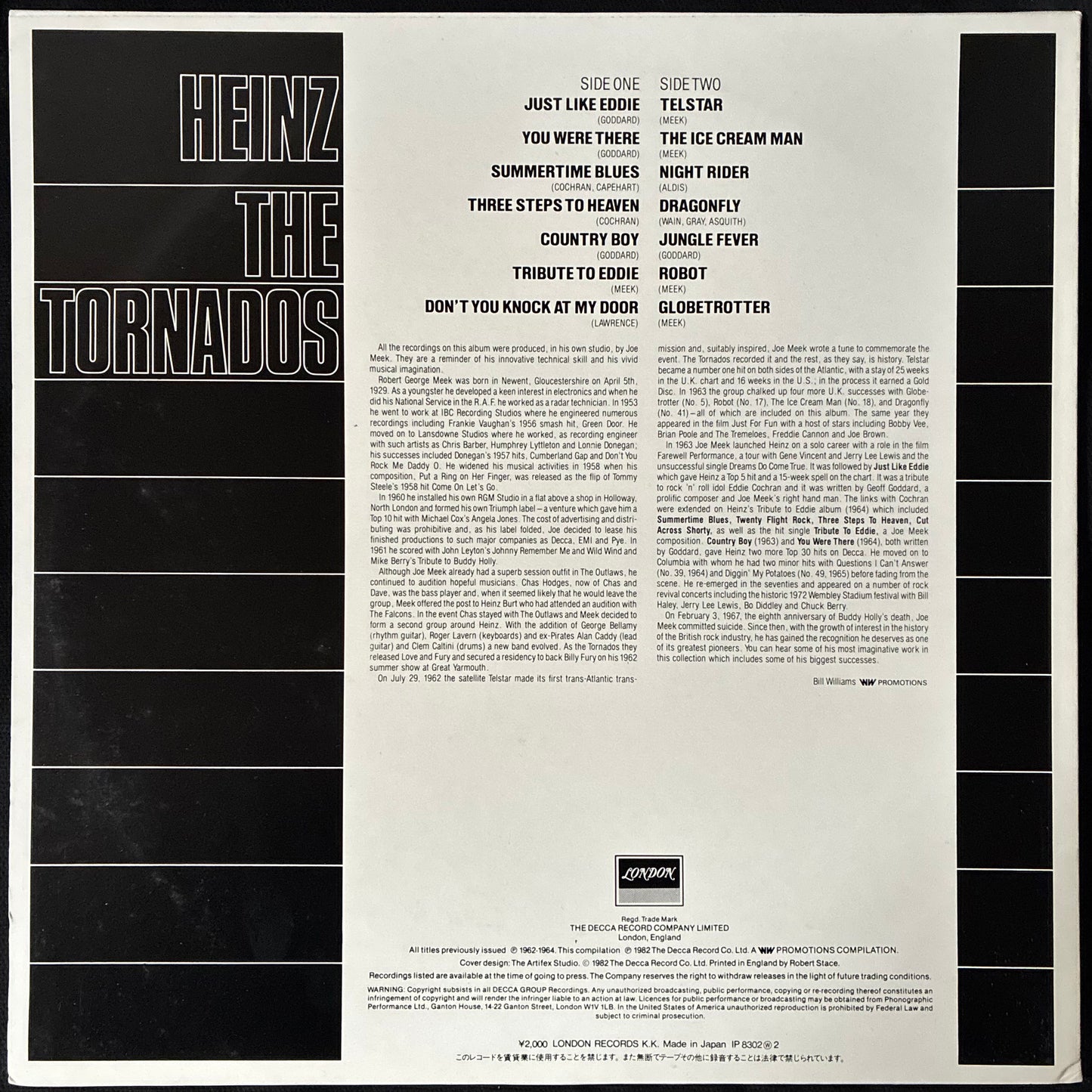 HEINZ THE TORNADOS - HEINZ THE TORNADOS (USED VINYL 1983 JAPAN M-/M-)