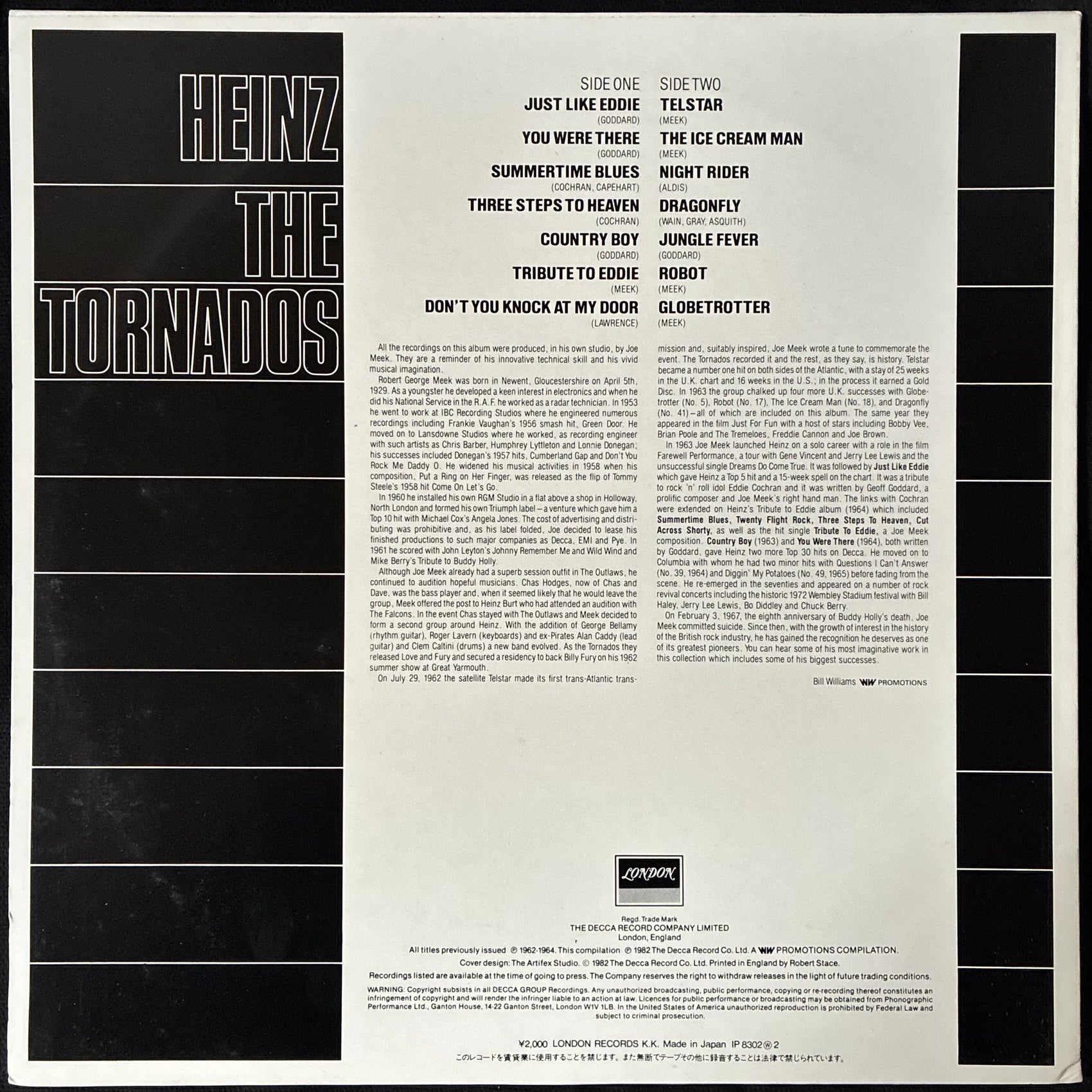 HEINZ THE TORNADOS - HEINZ THE TORNADOS (USED VINYL 1983 JAPAN M-/M-)