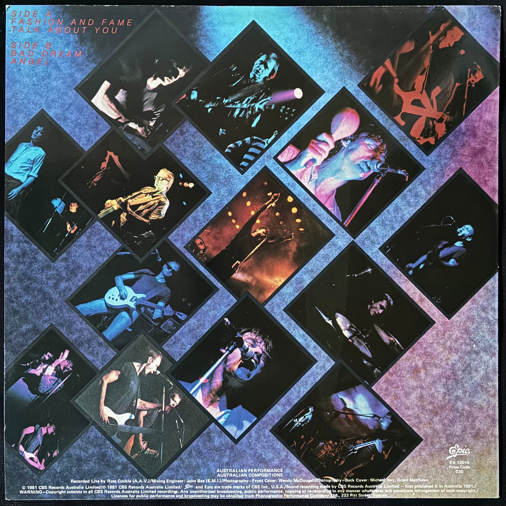 ANGELS - NEVER SO LIVE (EP) (USED VINYL 1981 AUS M-/M-)