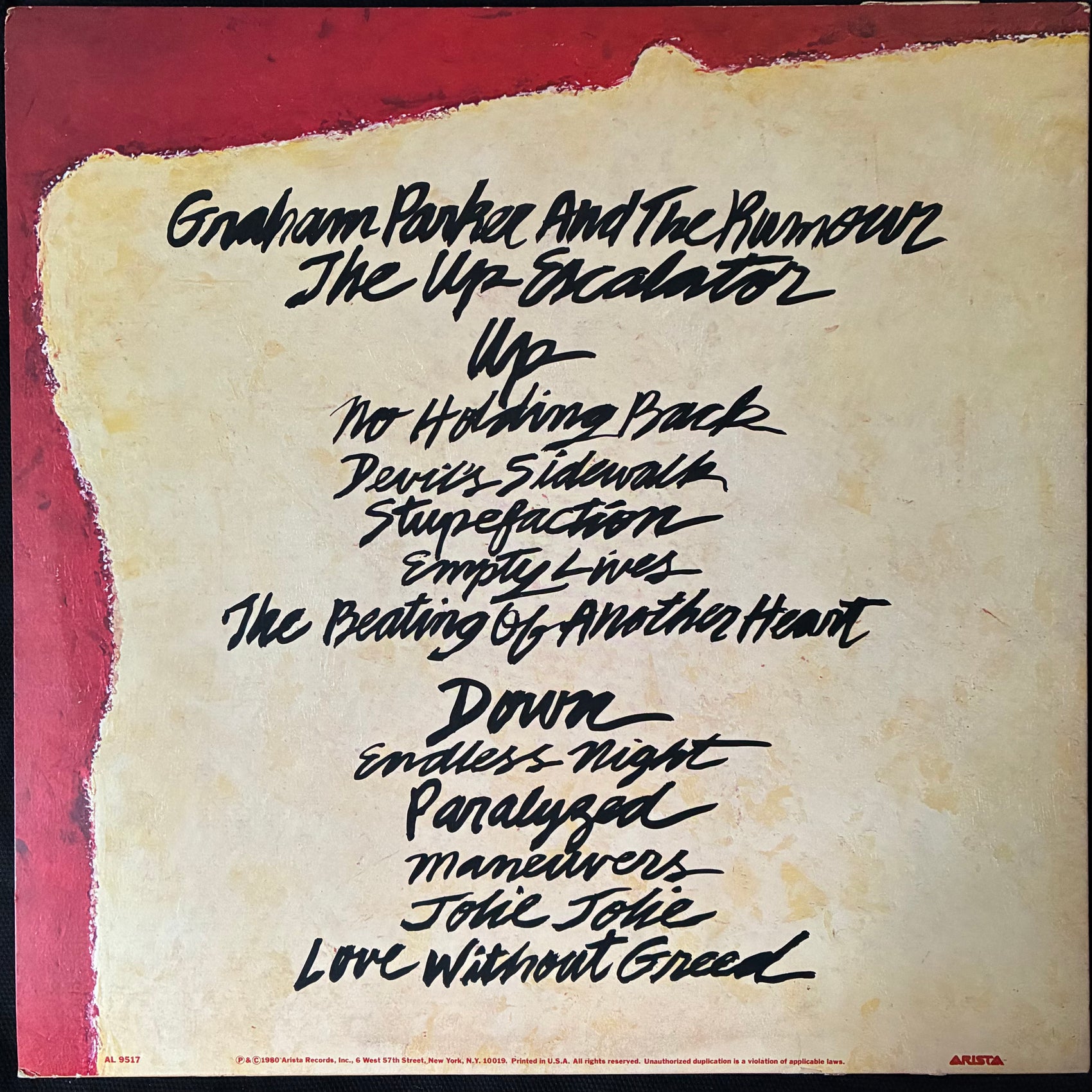 GRAHAM PARKER - THE UP ESCALATOR (USED VINYL 1980 US EX+/EX+)