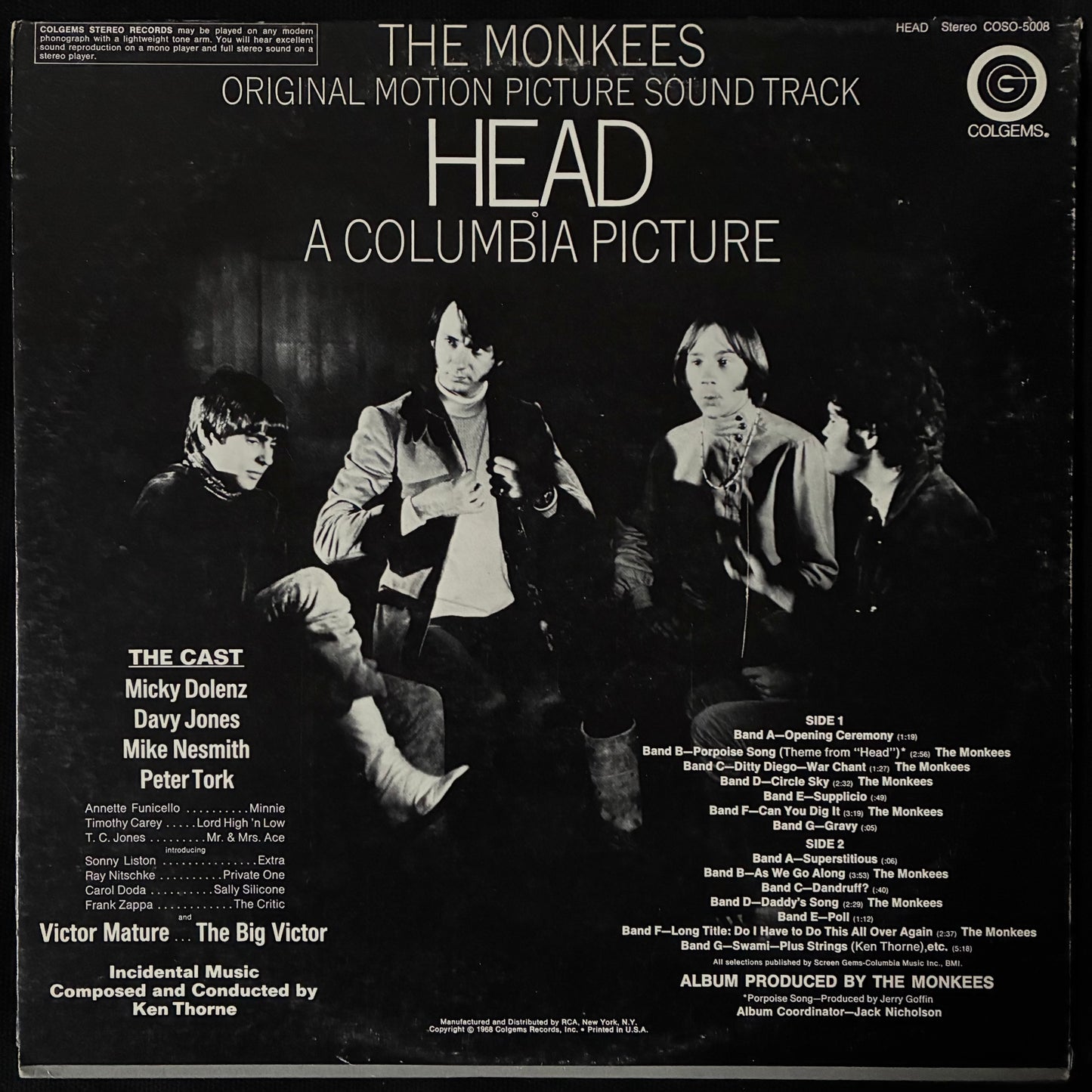 MONKEES - HEAD (FIRST PRESSING) (USED VINYL 1968 US EX+/EX+)