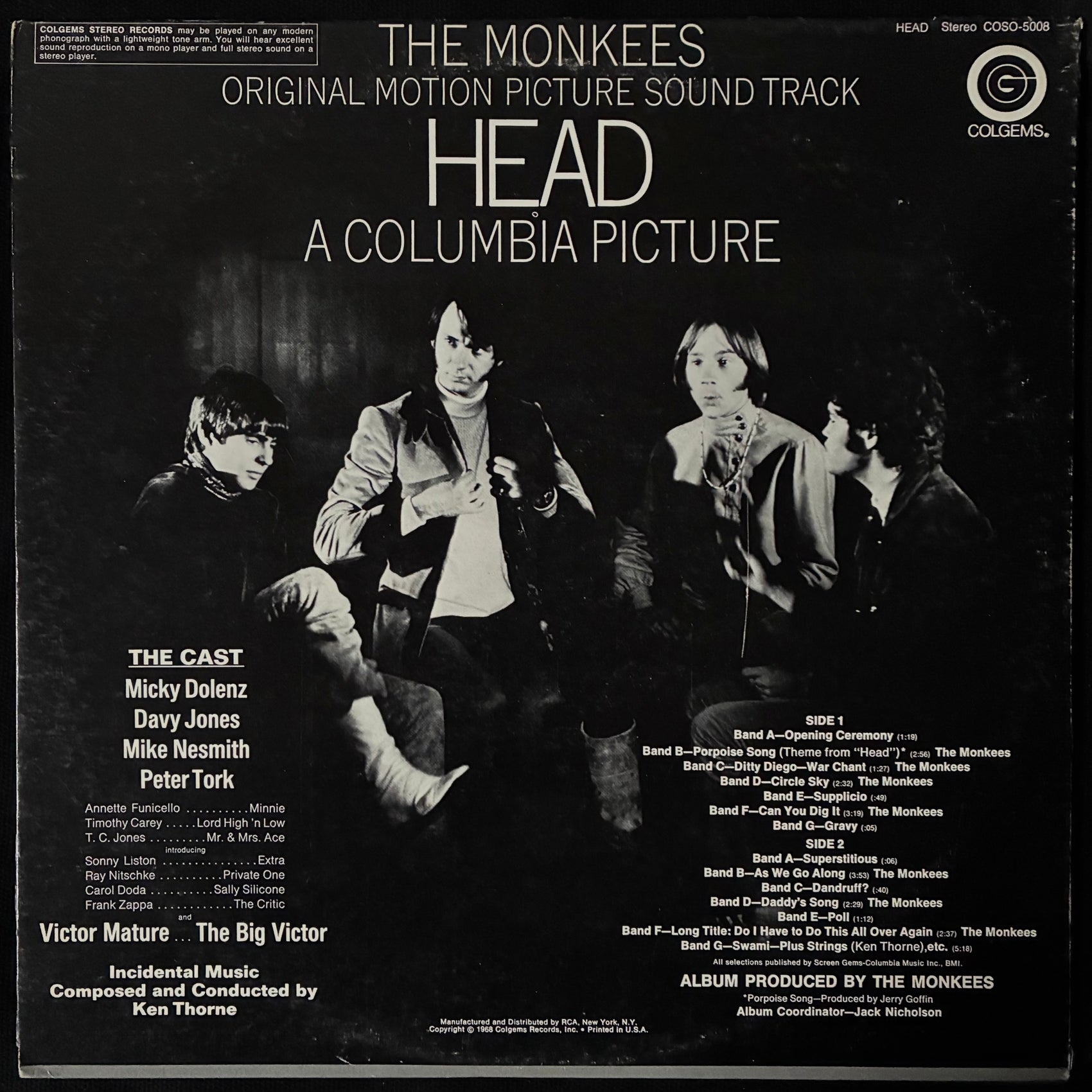 MONKEES - HEAD (FIRST PRESSING) (USED VINYL 1968 US EX+/EX+)