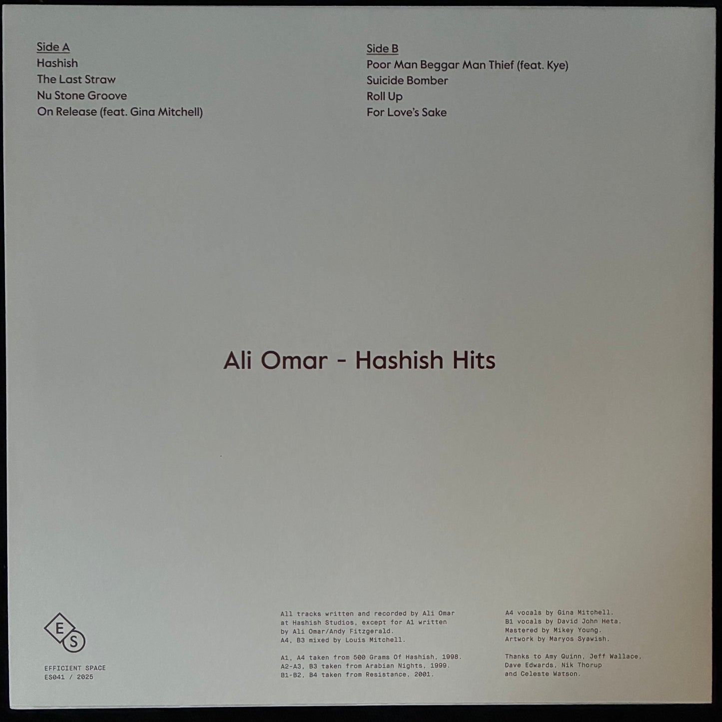 ALI OMAR - HASHISH HITS (USED VINYL 2025 AUS M-/M-)