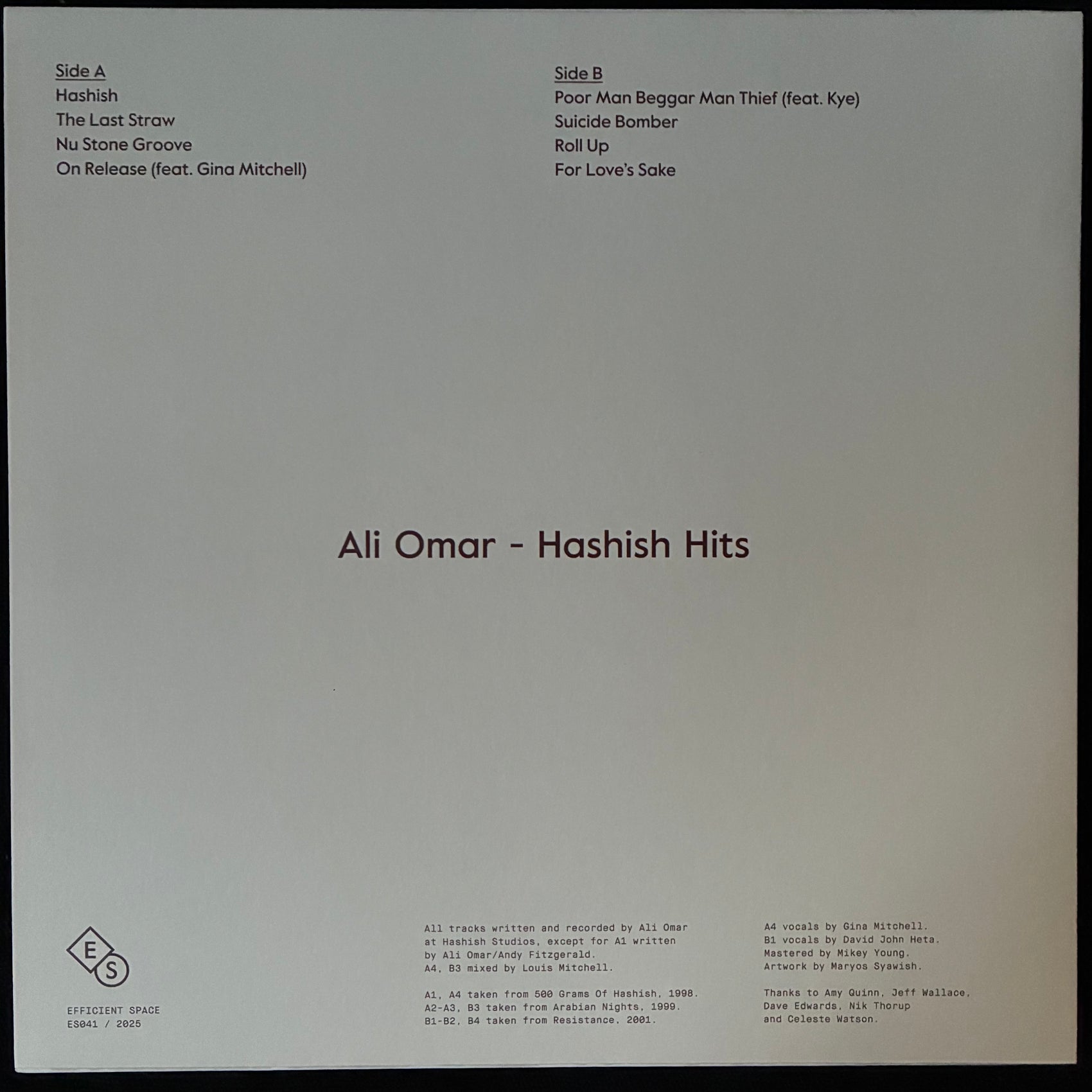 ALI OMAR - HASHISH HITS (USED VINYL 2025 AUS M-/M-)