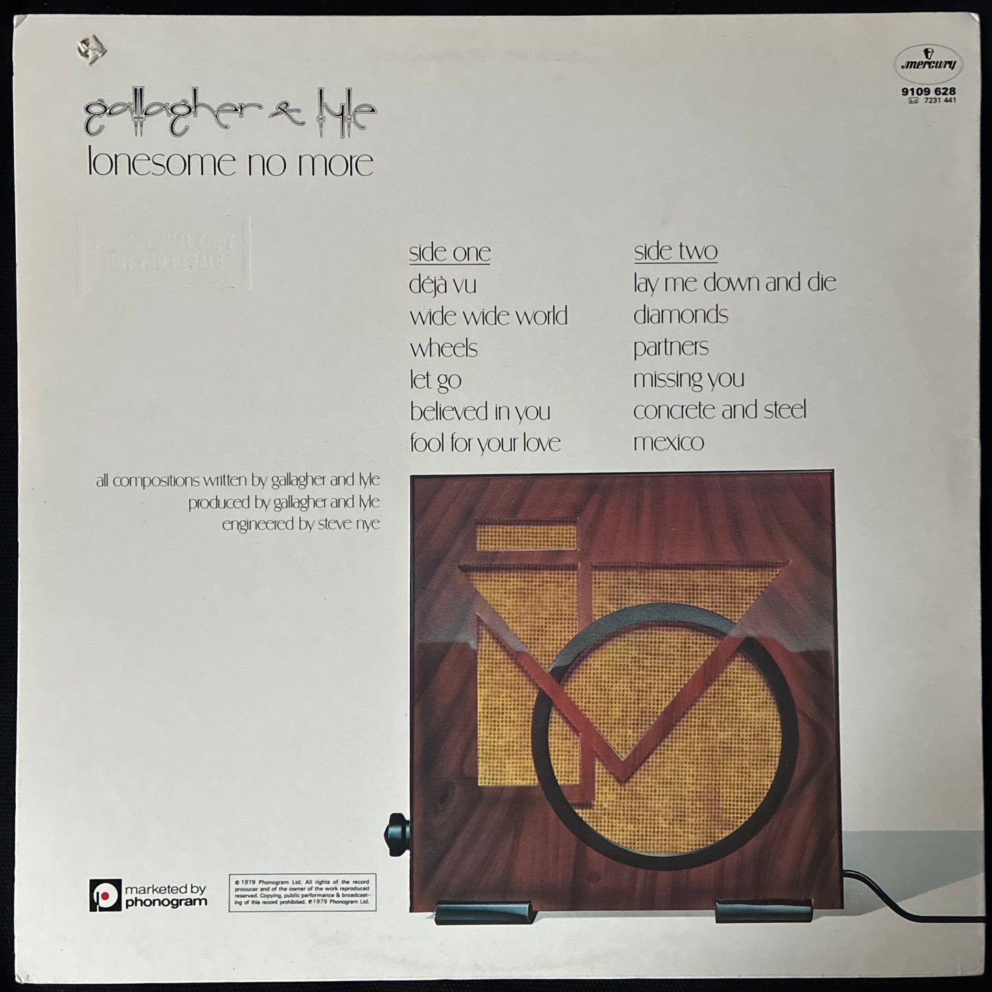 GALLAGHER & LYLE - LONESOME NO MORE (USED VINYL 1979 UK M-/EX)