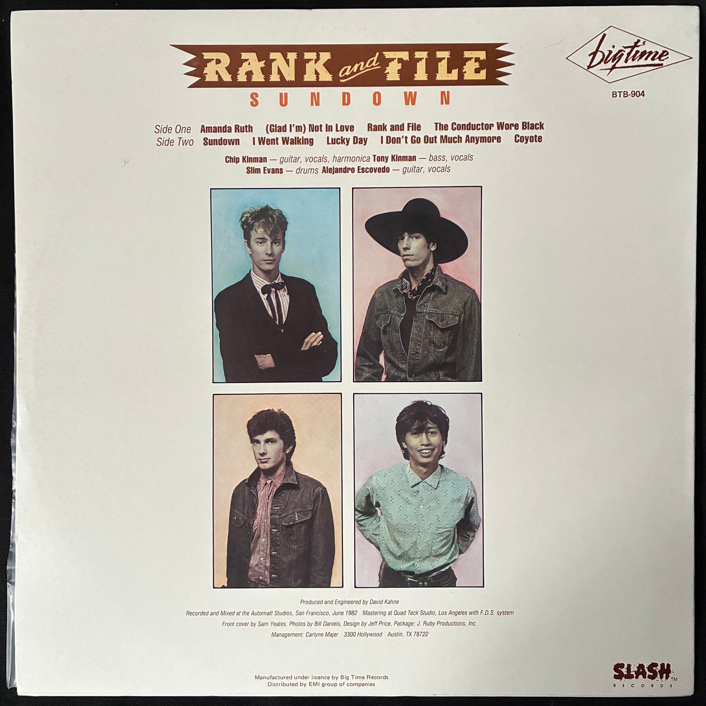 RANK AND FILE - SUNDOWN (USED VINYL 1984 AUS M-/M-)