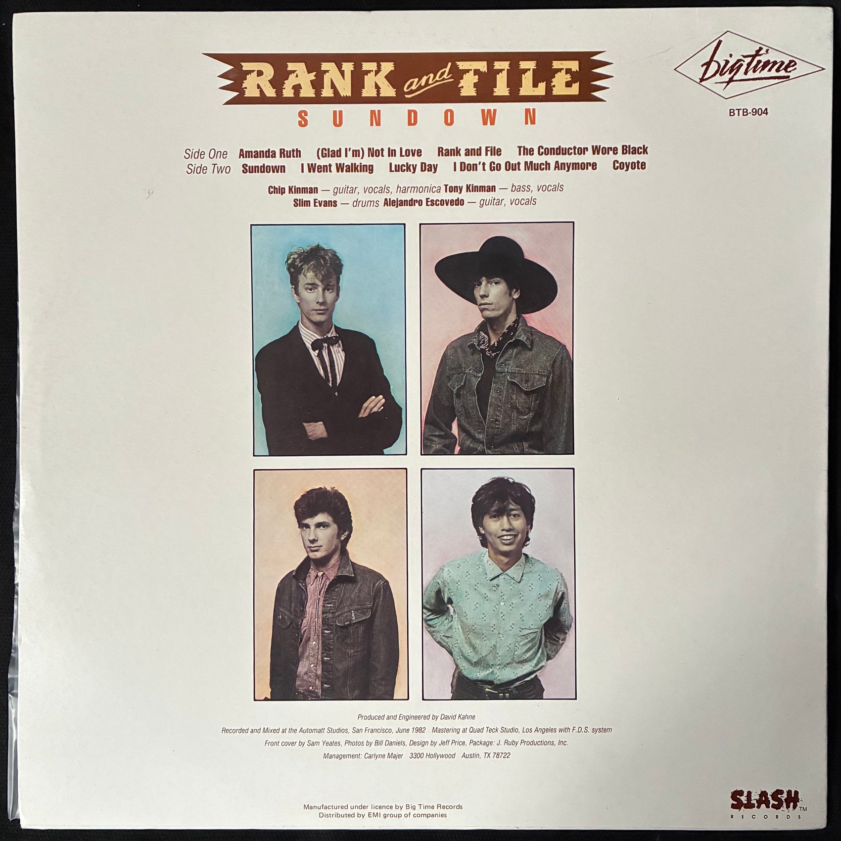 RANK AND FILE - SUNDOWN (USED VINYL 1984 AUS M-/M-)