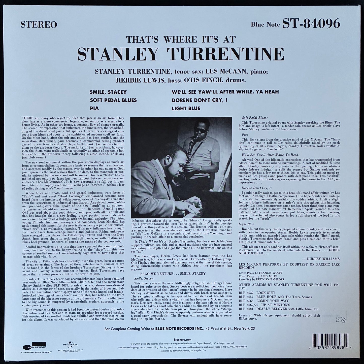 STANLEY TURRENTINE - THATS WHERE ITS AT (180GM) (USED VINYL 2014 US M-/M-)