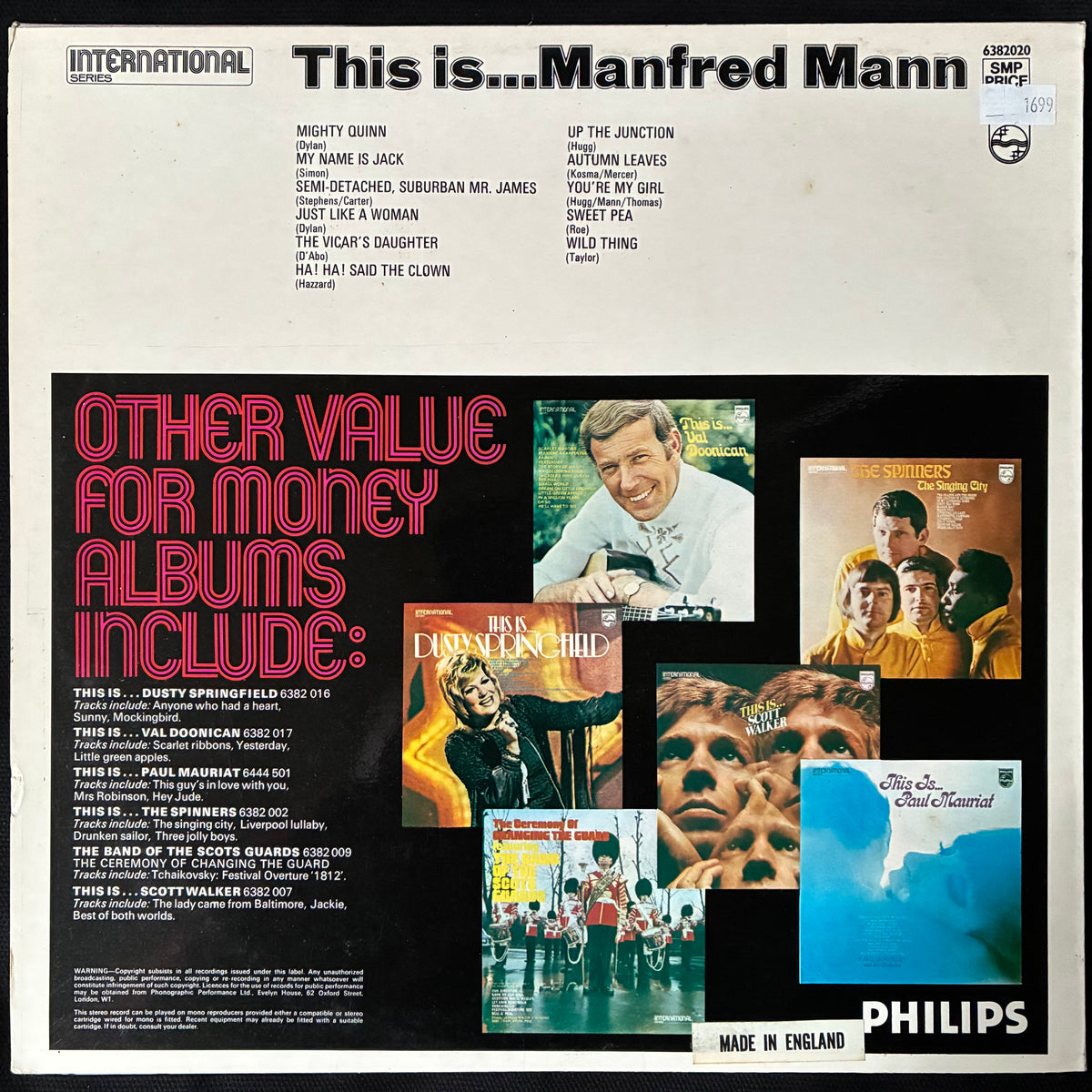 MANFRED MANN - THIS IS... MANFRED MANN (USED VINYL 1970 UK M-/M-)