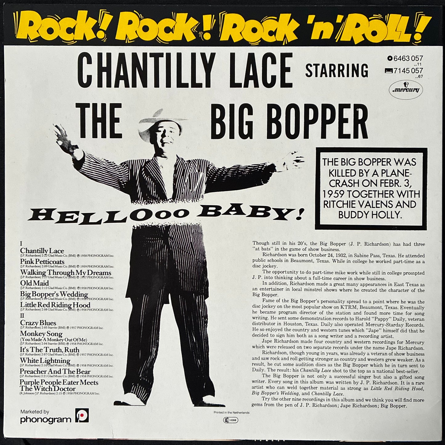 BIG BOPPER - ROCK! ROCK! ROCK 'N' ROLL!  (USED VINYL NETHERLANDS M-/M-)
