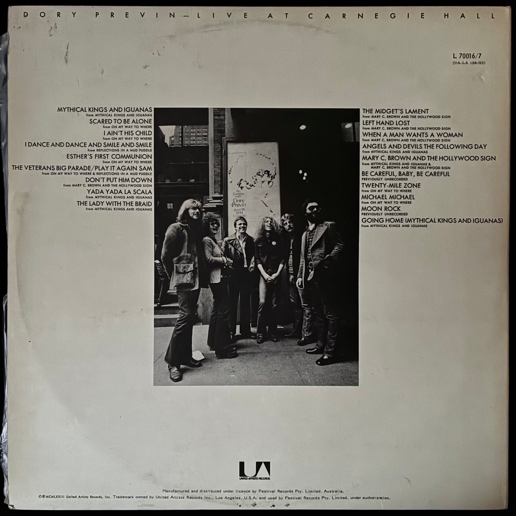 DORY PREVIN - LIVE AT CARNEGIE HALL (2LP) (USED VINYL 1973 AUS M-/EX+/EX)