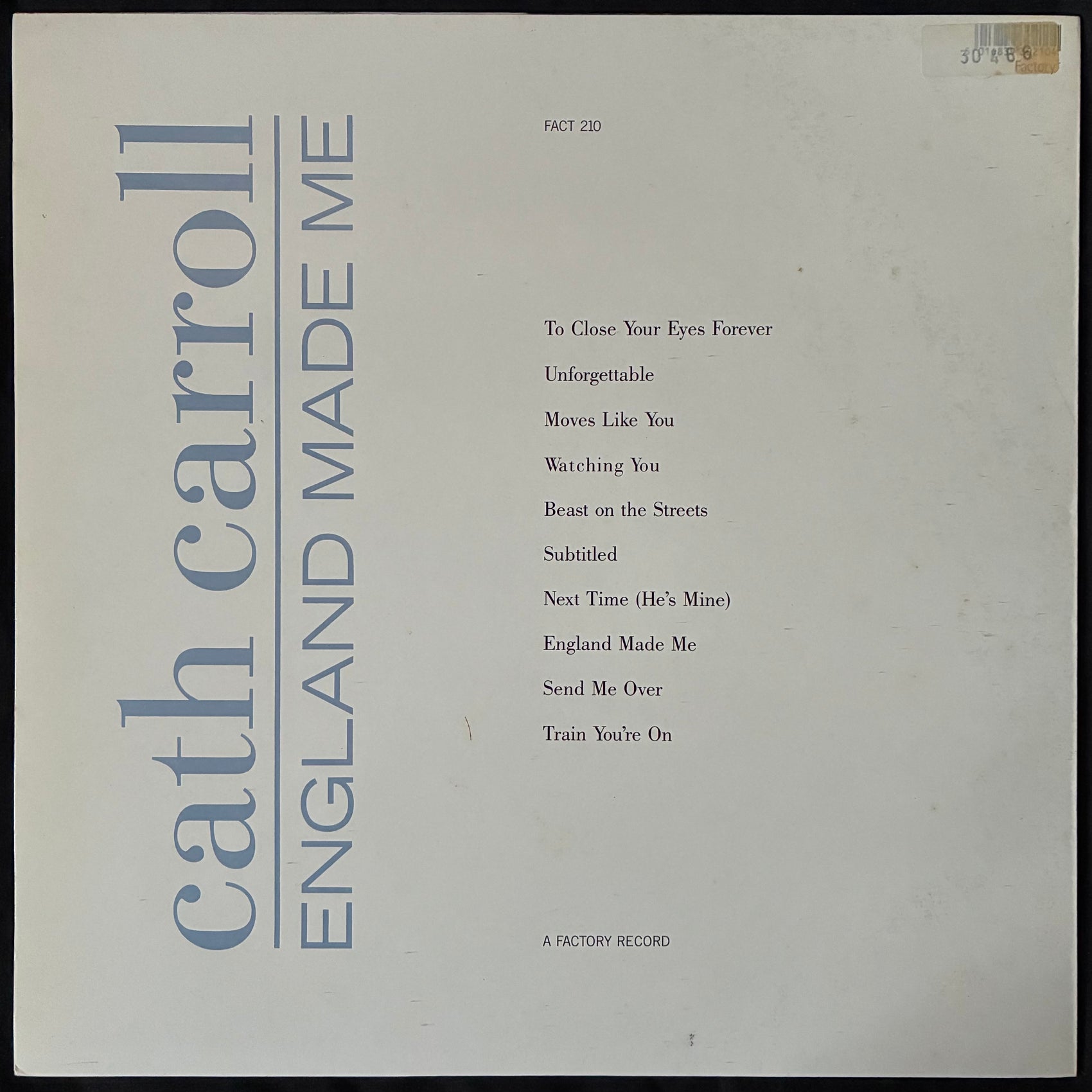 CATH CARROL - ENGLAND MADE ME (USED VINYL 1991 UK M-/EX+)