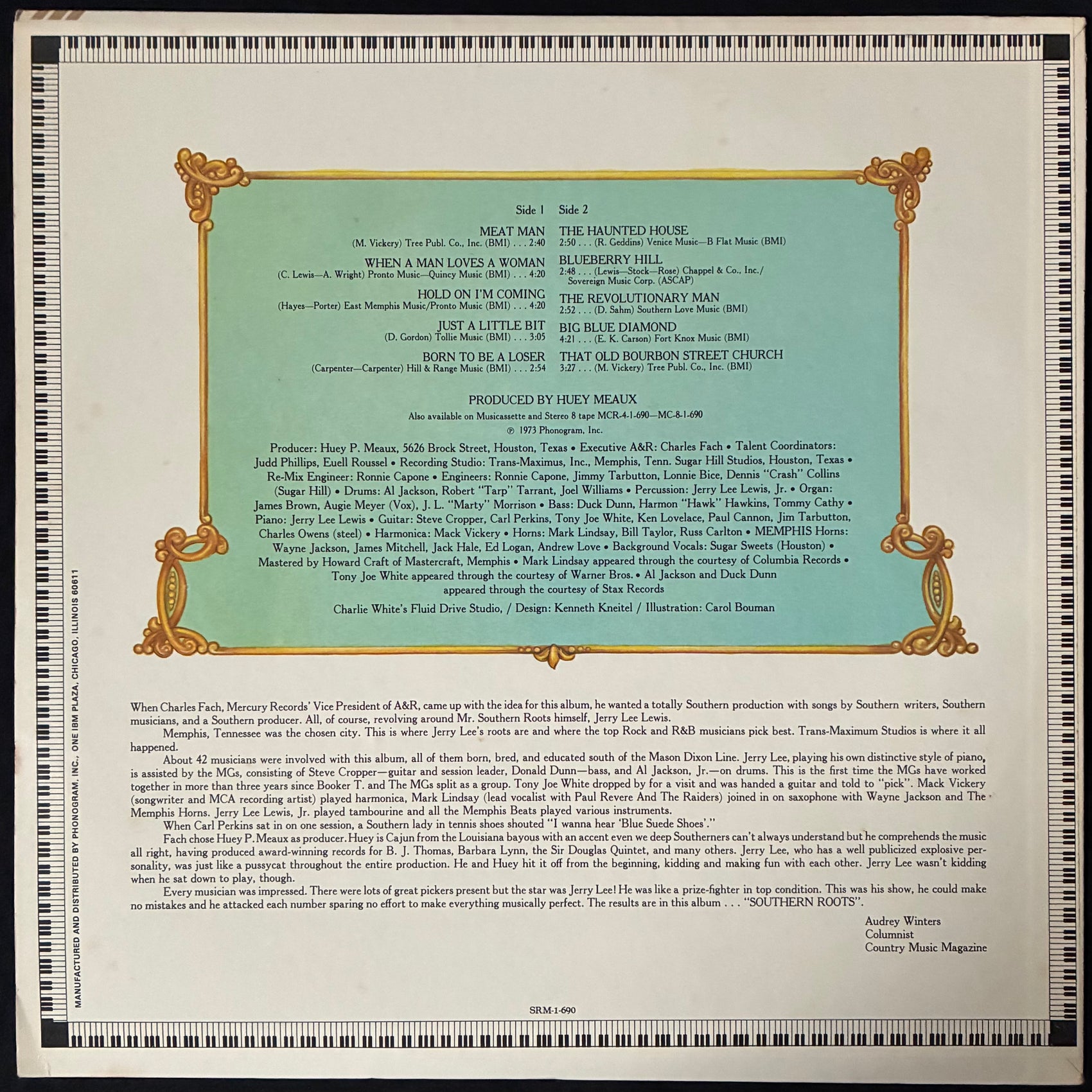 JERRY LEE LEWIS - SOUTHERN ROOTS (USED VINYL 1973 US M-/EX+)