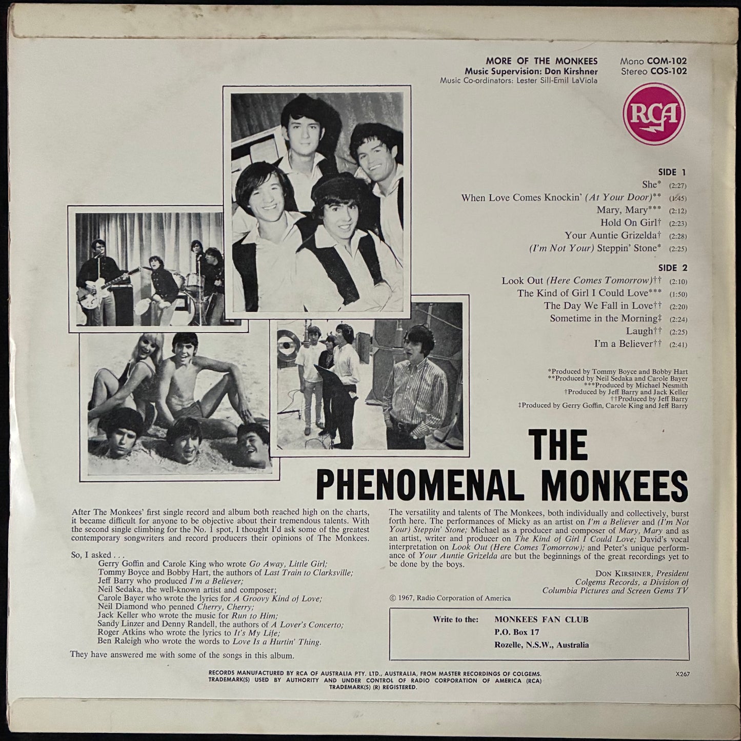 MONKEES - MORE OF THE MONKEES (MONO) (FIRST PRESSING) (USED VINYL 1967 AUS M-/EX)