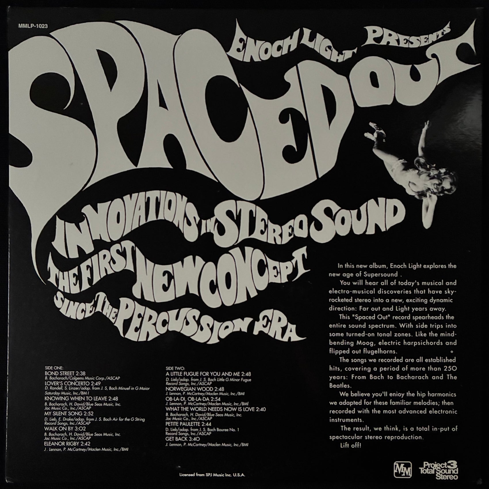 ENOCH LIGHT AND THE LIGHT BRIGADE - ENOCH LIGHT PRESENTS SPACED OUT : THE MUSIC OF BACH, BACHARACH AND THE BEATLES (USED VINYL 1994 JAPAN M-/M-)