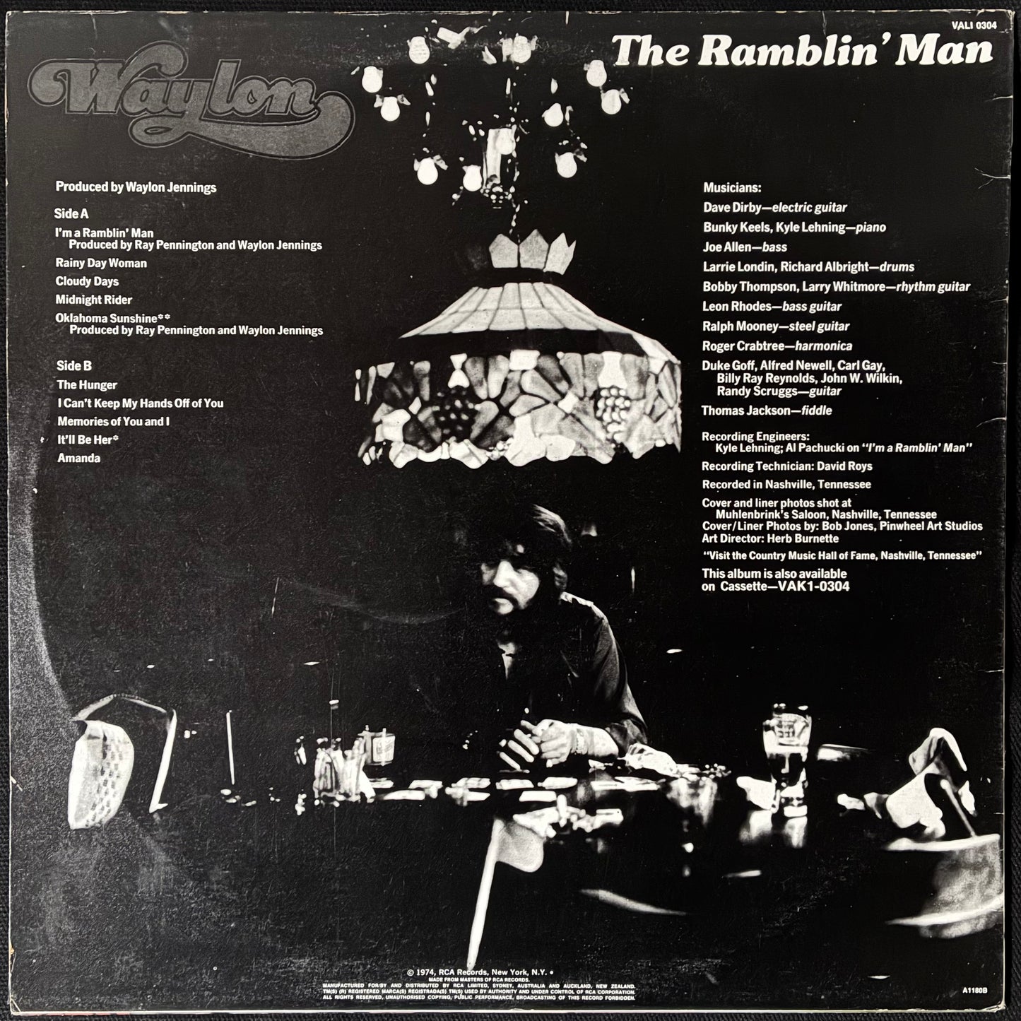 WAYLON JENNINGS - THE RAMBLIN' MAN (USED VINYL 1974 AUS M-/EX+)