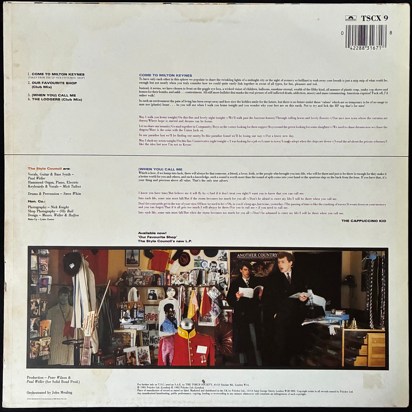 STYLE COUNCIL - COME TO MILTON KEYNES (12" EP) (USED VINYL 1985 UK M-/EX+)