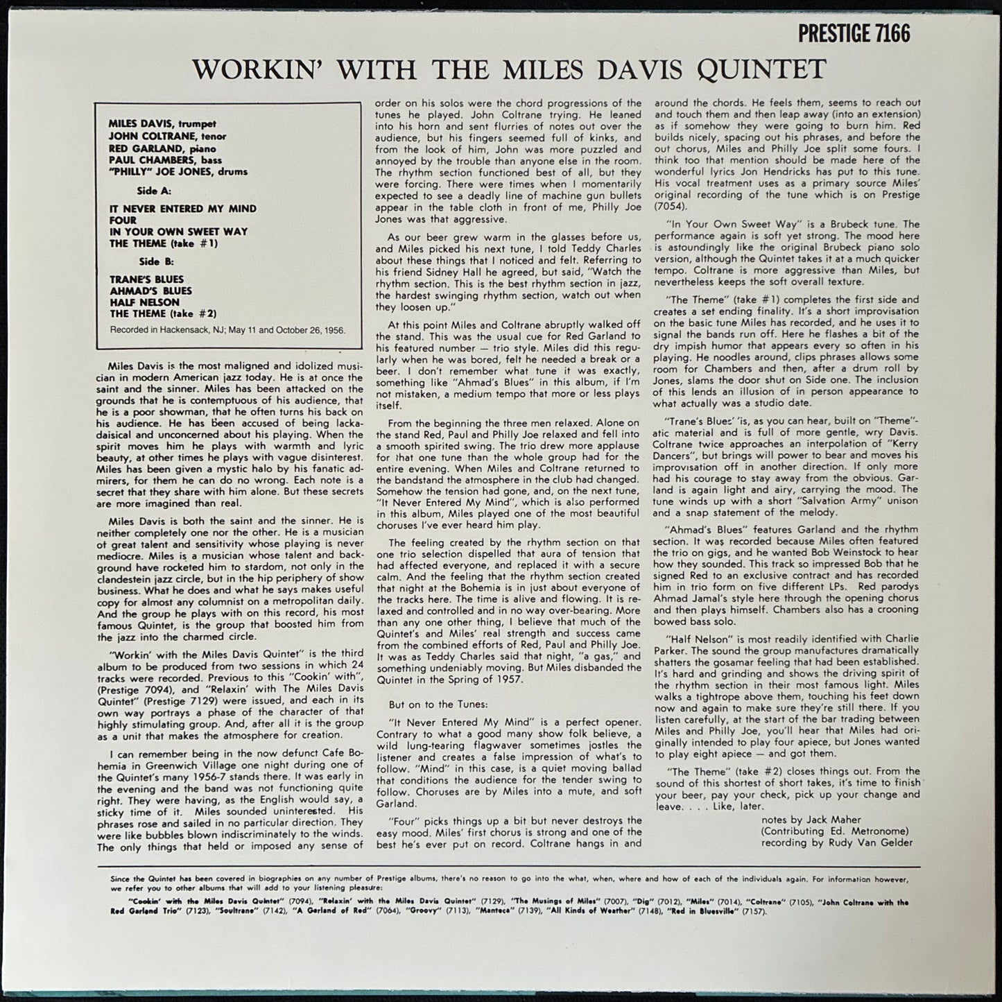 MILES DAVIS - THE GREAT PRESTIGE RECORDINGS (ANALOGUE PRODUCTIONS) (10x12" 180GM LPS) (USED VINYL 2008 US M-/M-) BOX SET
