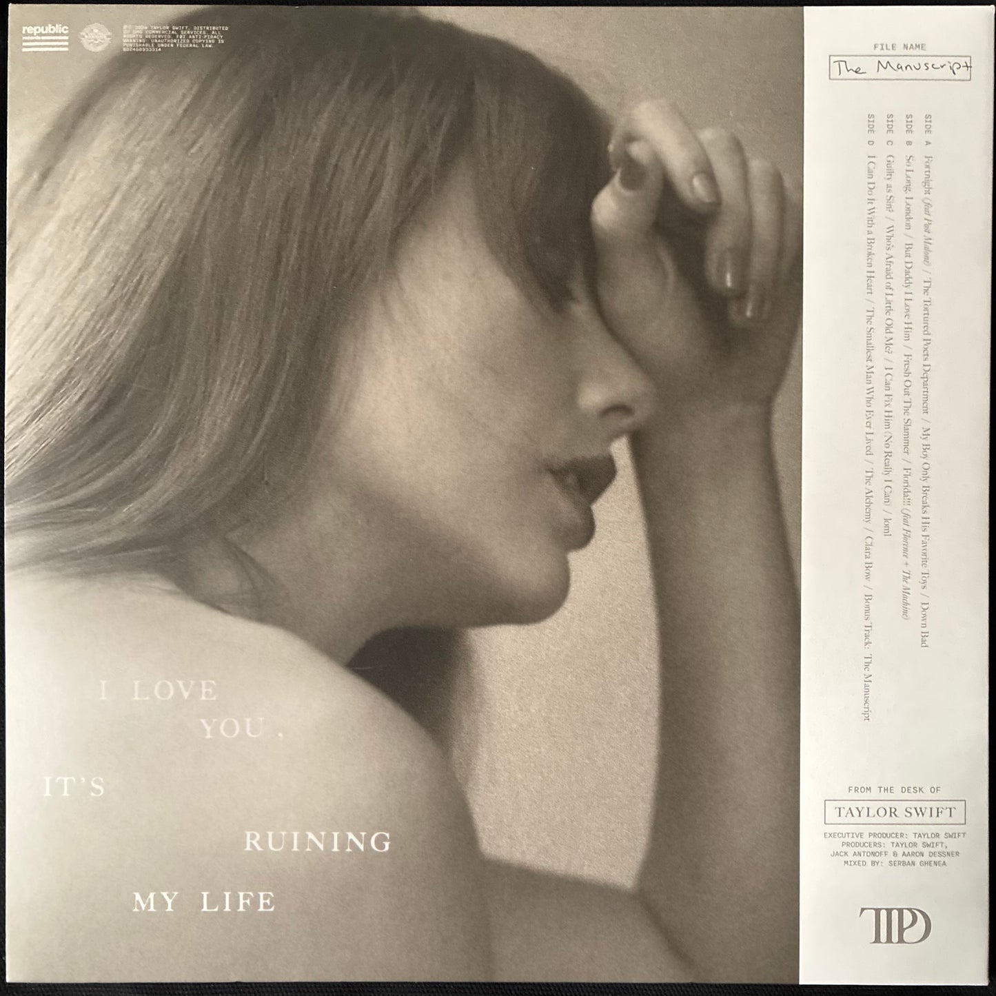 TAYLOR SWIFT - THE TORTURED POET'S DEPARTMENT (2LP) (WHITE COLOURED) (USED VINYL 2024 US M-/M-)