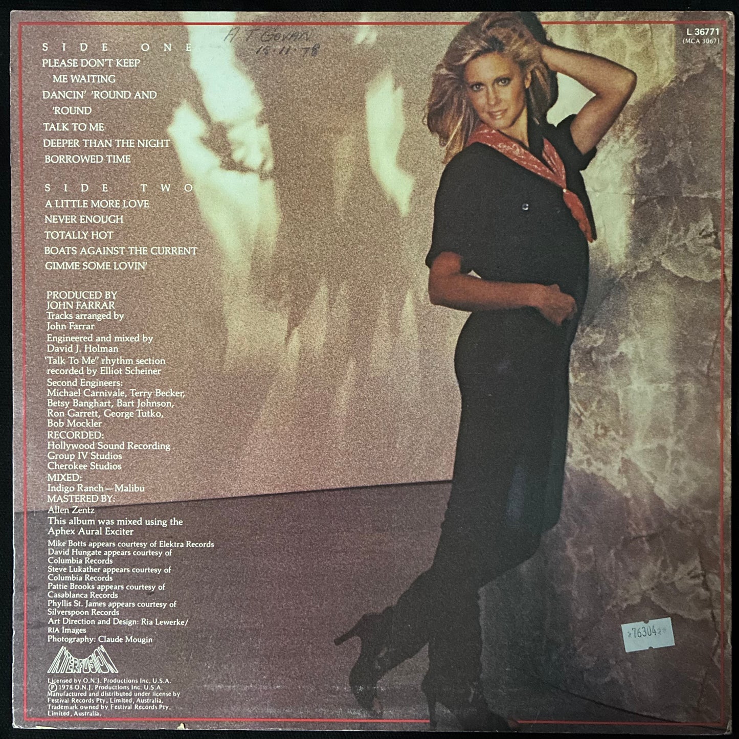 OLIVIA NEWTON-JOHN - TOTALLY HOT (USED VINYL 1978 AUS M-/EX)