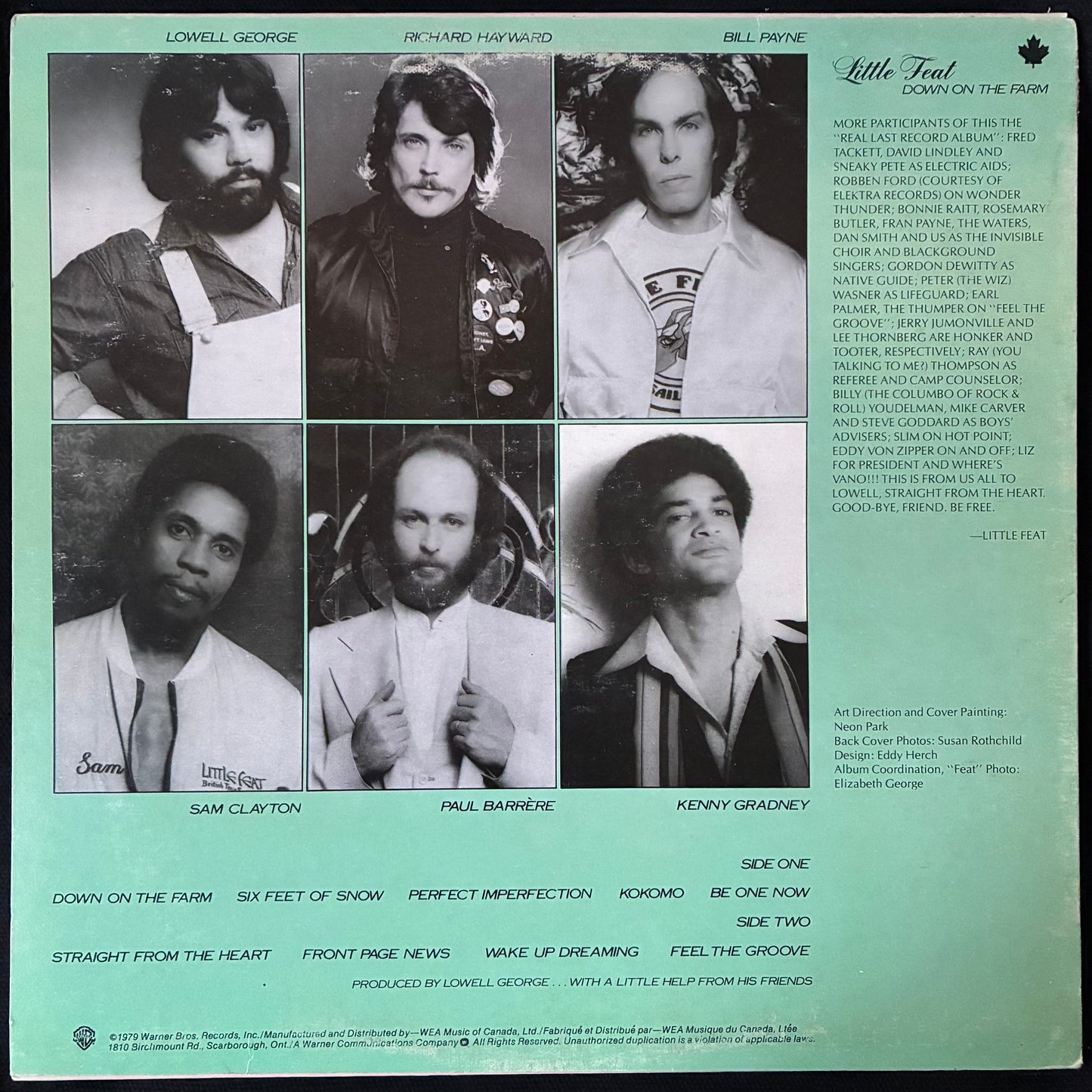 LITTLE FEAT - DOWN ON THE FARM (USED VINYL 1979 CANADA EX+/EX)