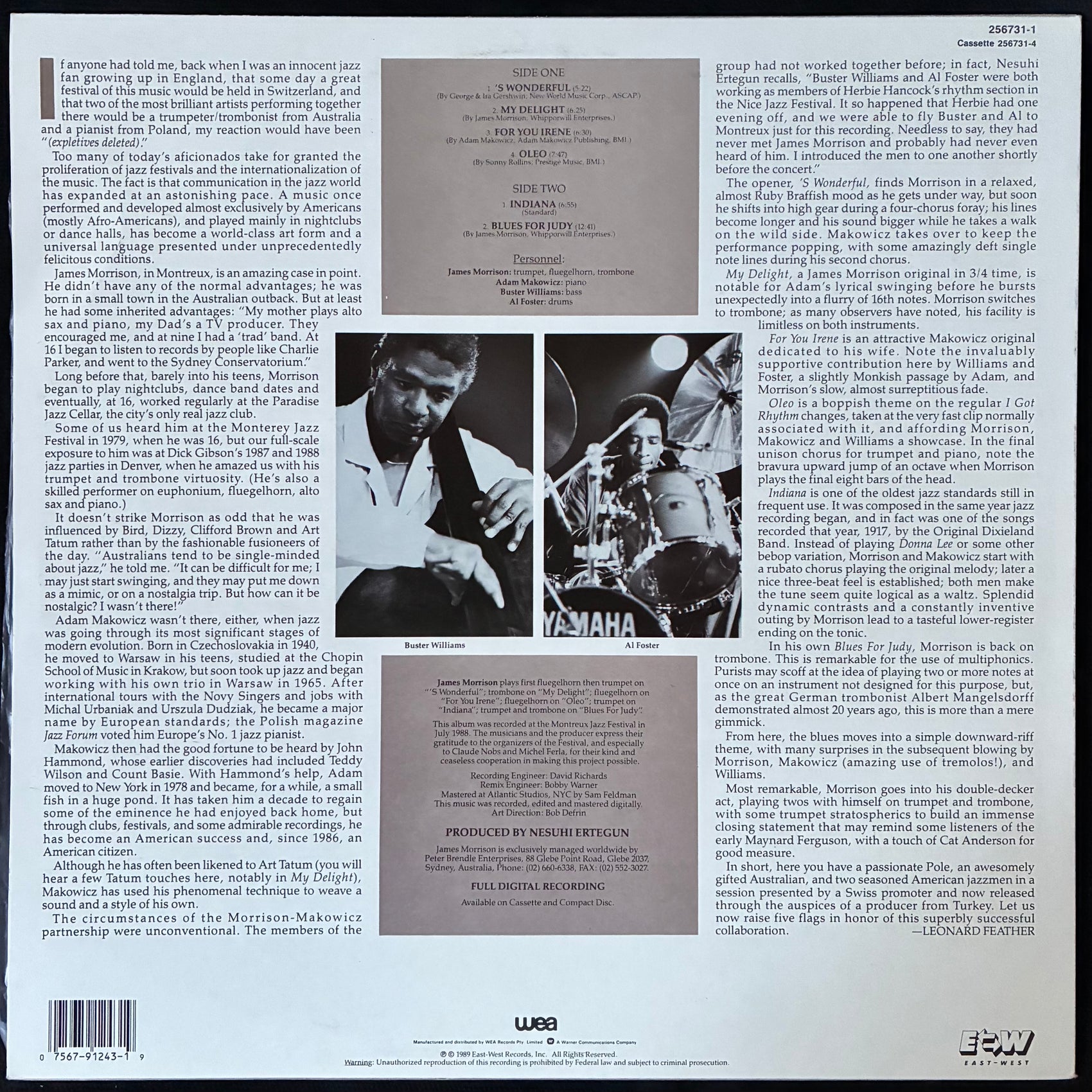 JAMES MORRISON & ADAM MAKOWICZ-  SWISS ENCOUNTER (USED VINYL 1989 AUS M-/M-)