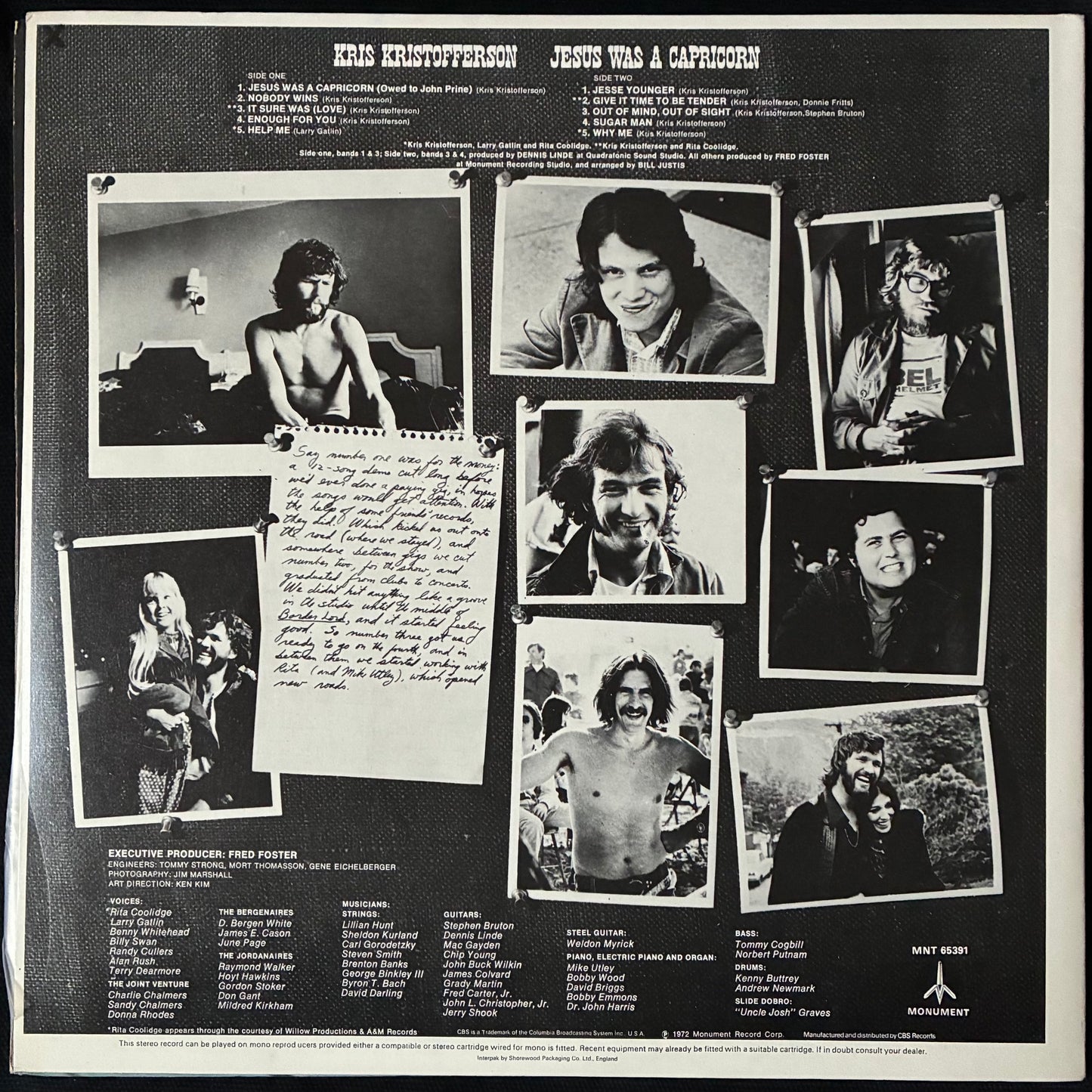 KRIS KRISTOFFERSON - JESUS WAS A CAPRICORN (USED VINYL 1972 UK M-/EX+)