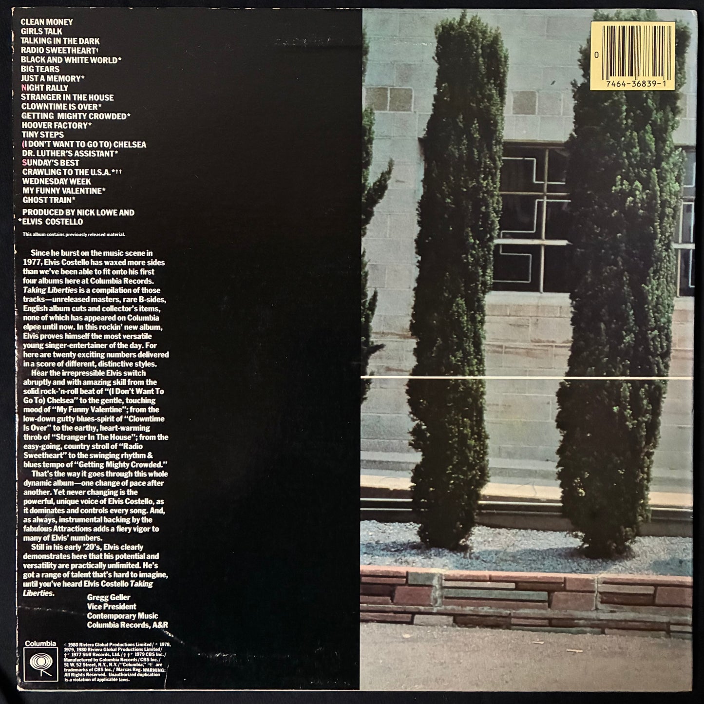 ELVIS COSTELLO - TAKING LIBERTIES (USED VINYL 1980 US M-/EX+)