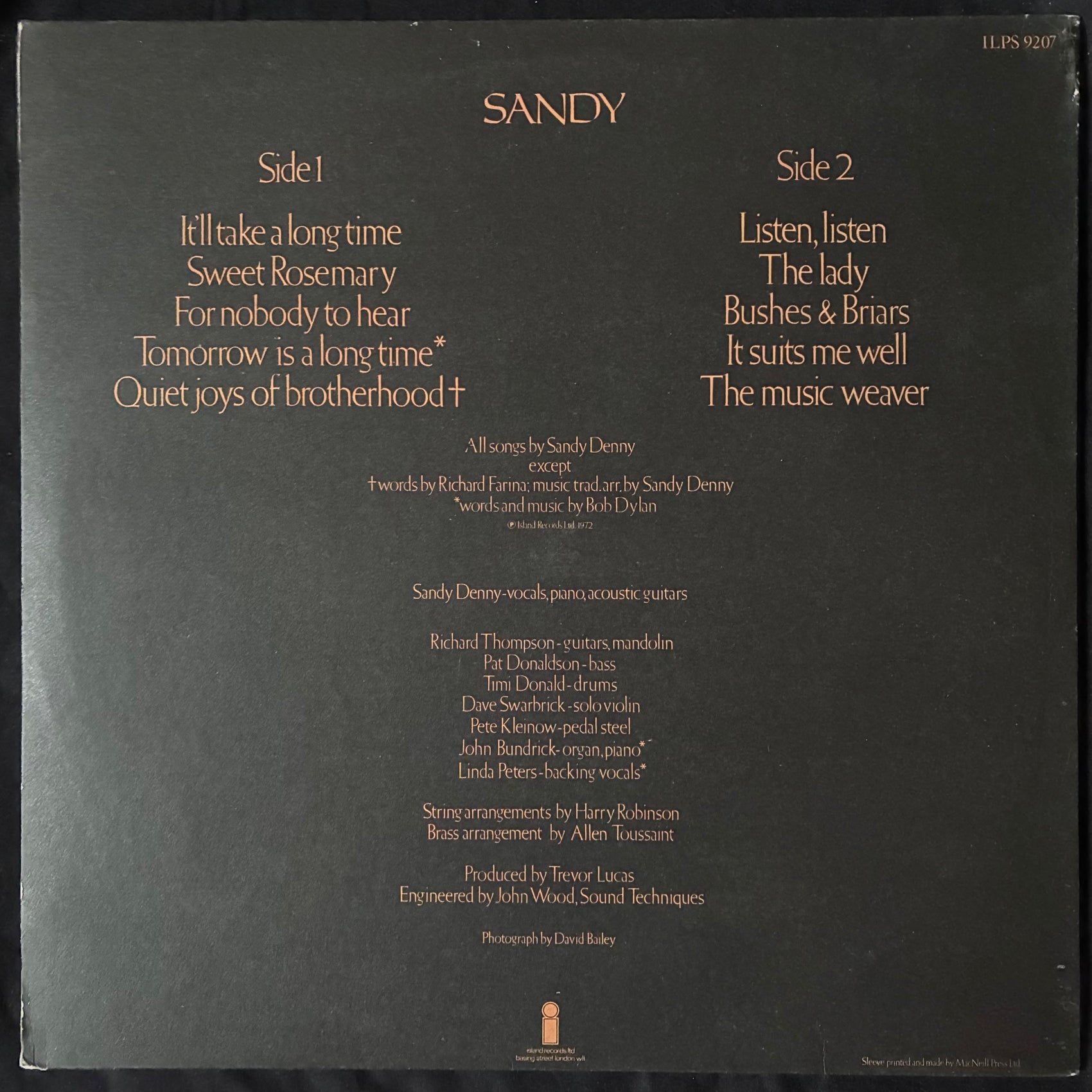 SANDY DENNY - SANDY (USED VINYL 1972 NETHERLANDS M-/EX-)