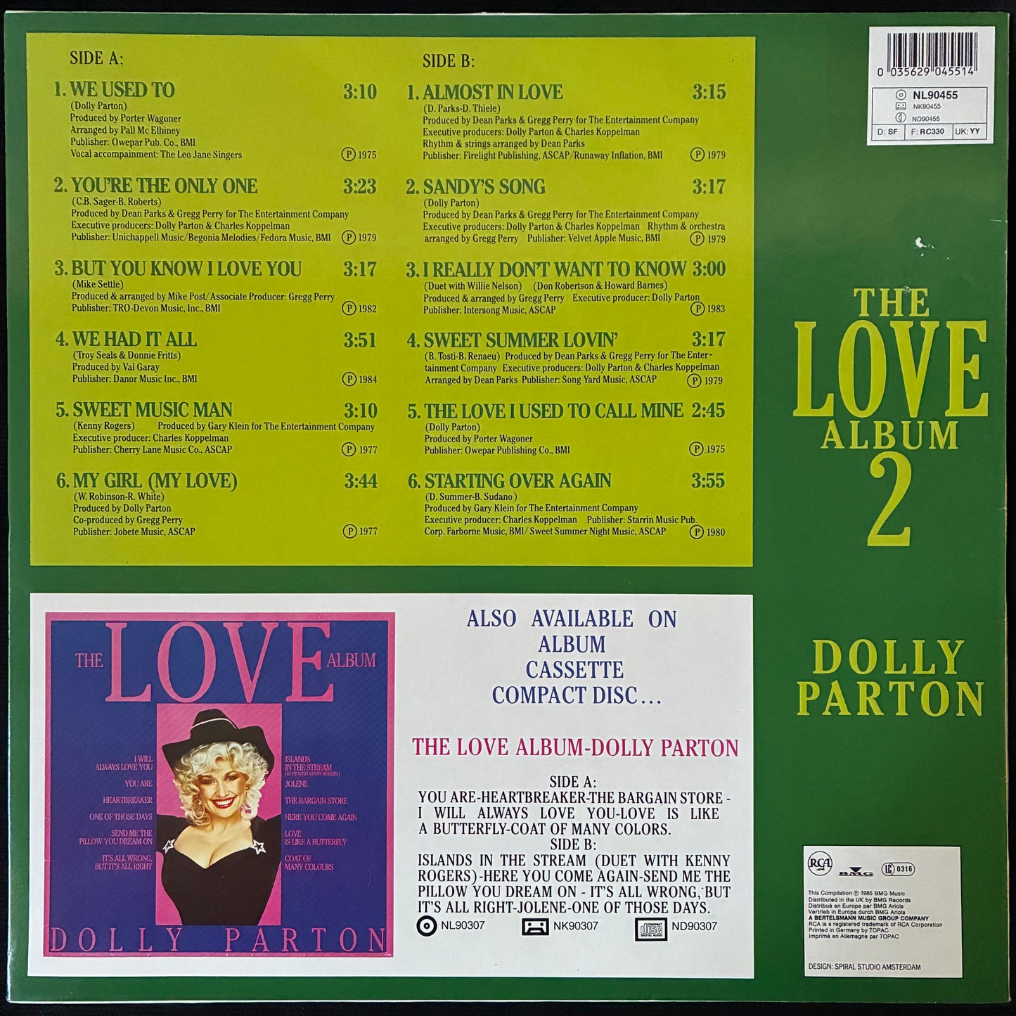 DOLLY PARTON - THE LOVE ALBUM 2 (USED VINYL 1985 NETHERLANDS/GERMANY M-/EX)