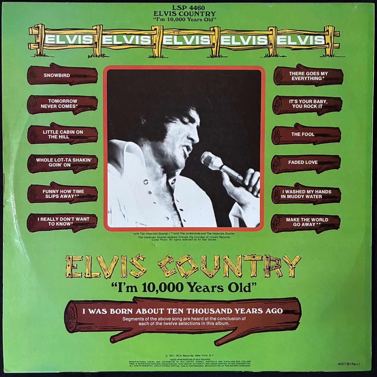 ELVIS PRESLEY - ELVIS COUNTRY - I'M 10,000 YEARS OLD (USED VINYL AUS M-/EX+)