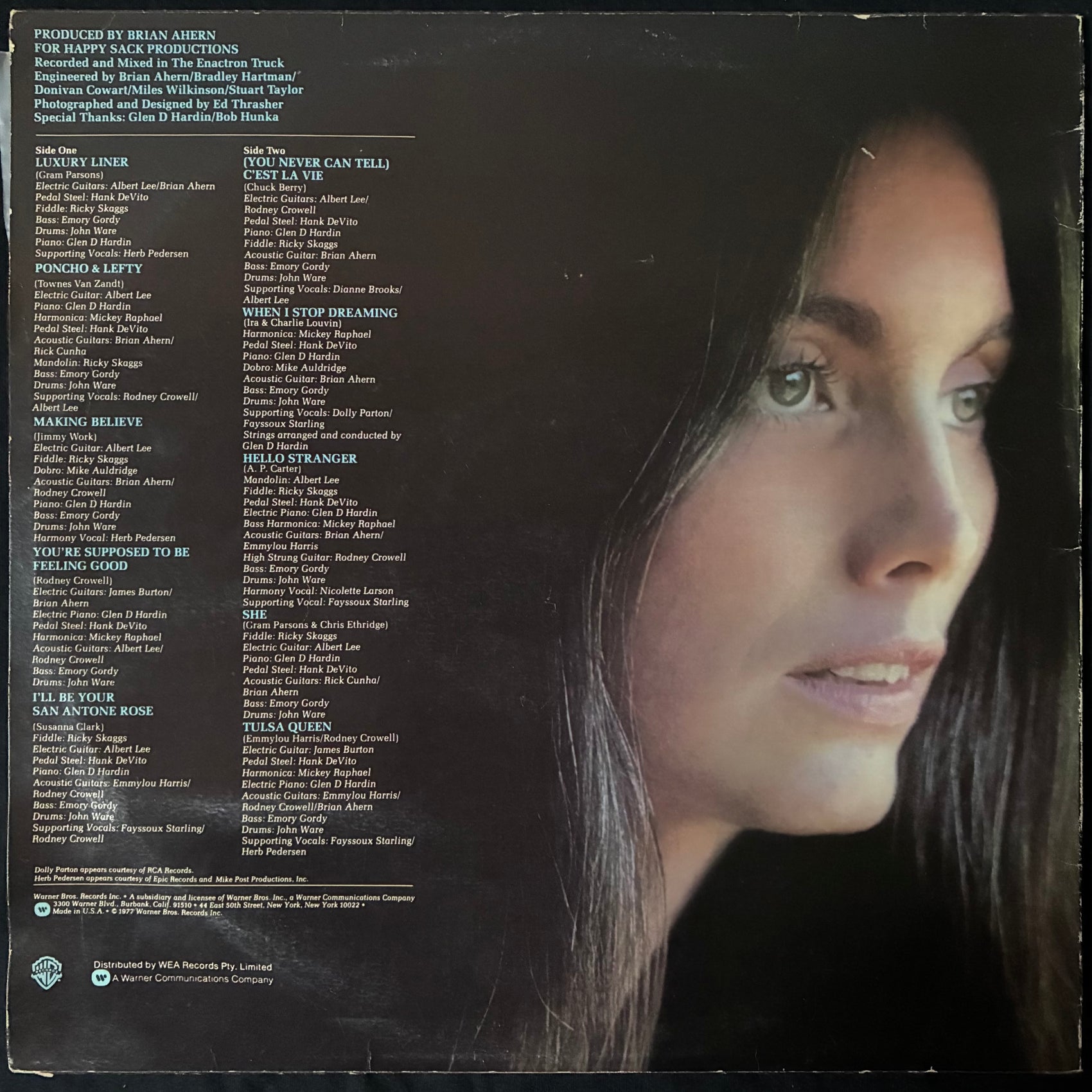 EMMYLOU HARRIS - LUXURY LINER (USED VINYL 1977 AUS EX+/EX)