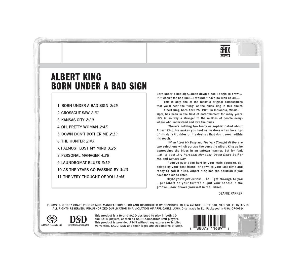 ALBERT KING - BORN UNDER A BAD SIGN (CRAFT RECORDINGS) HYBRID SACD