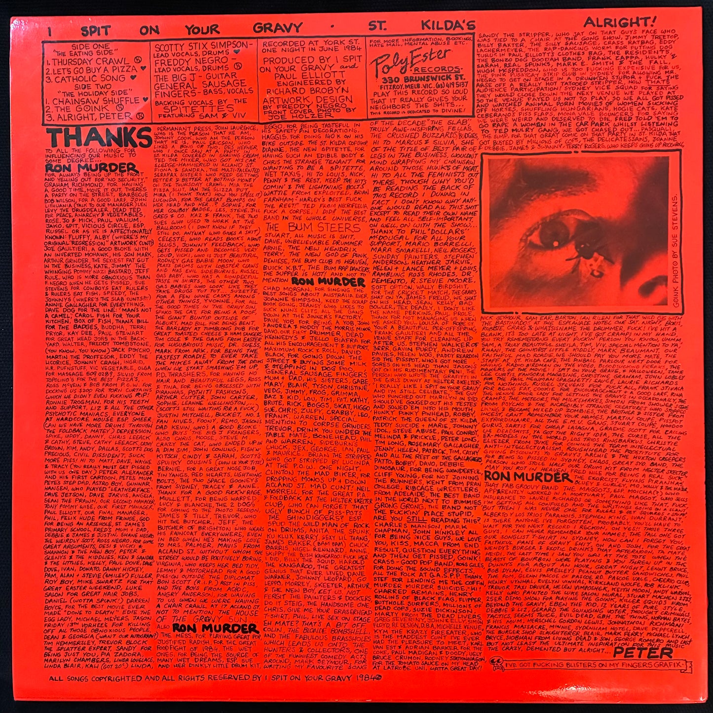 I SPIT ON YOUR GRAVY - ST. KILDA’S ALRIGHT! (USED VINYL 1984 AUS M-/M-)