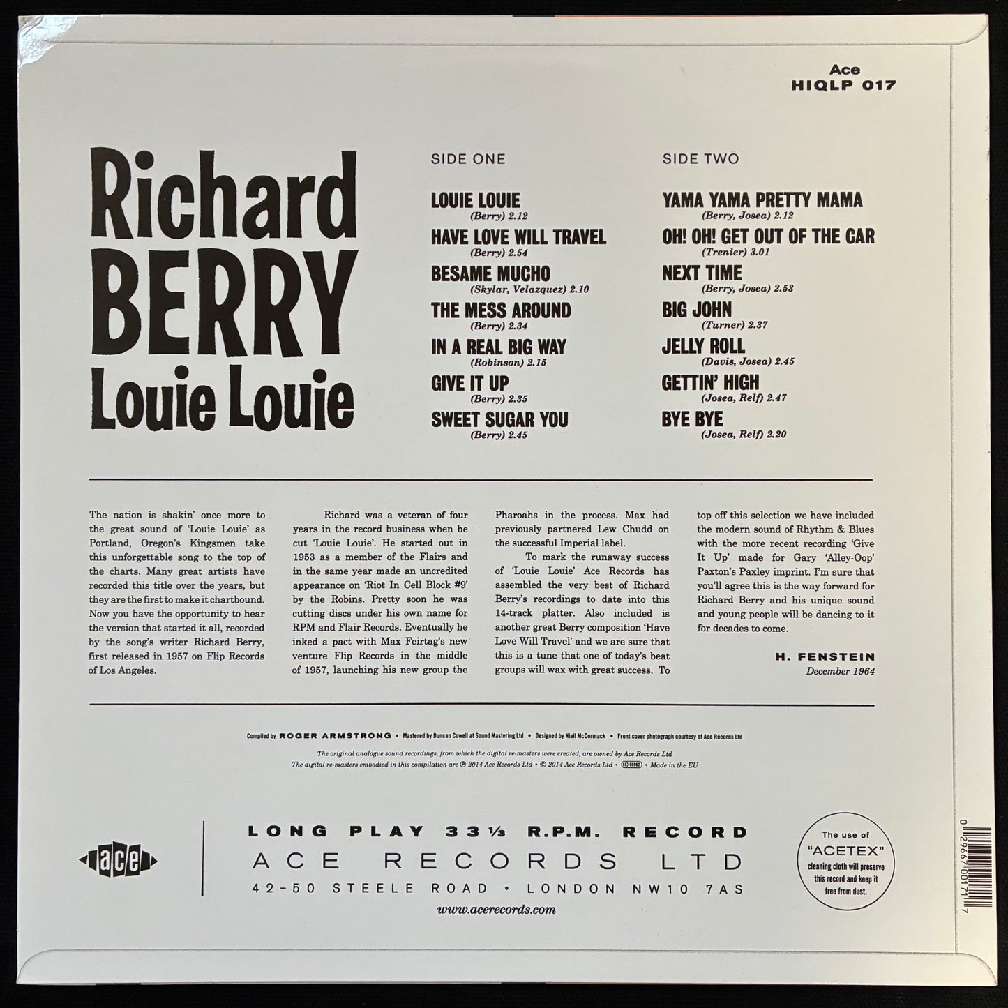 RICHARD BERRY - LOUIE LOUIE (USED VINYL 2014 UK (RED VINYL) M-/EX+)