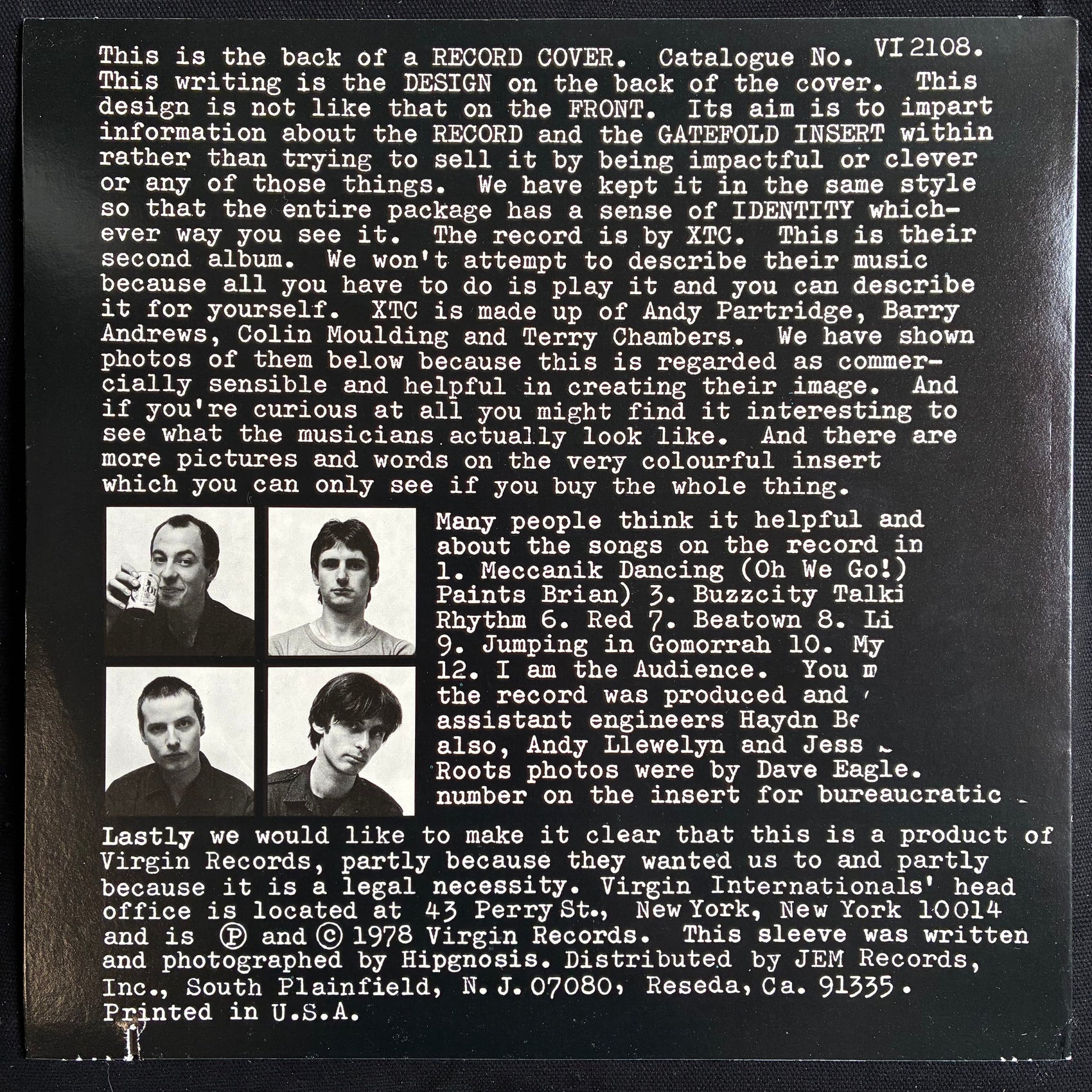 XTC - GO 2 (USED VINYL 1978 US LP M-/EX)