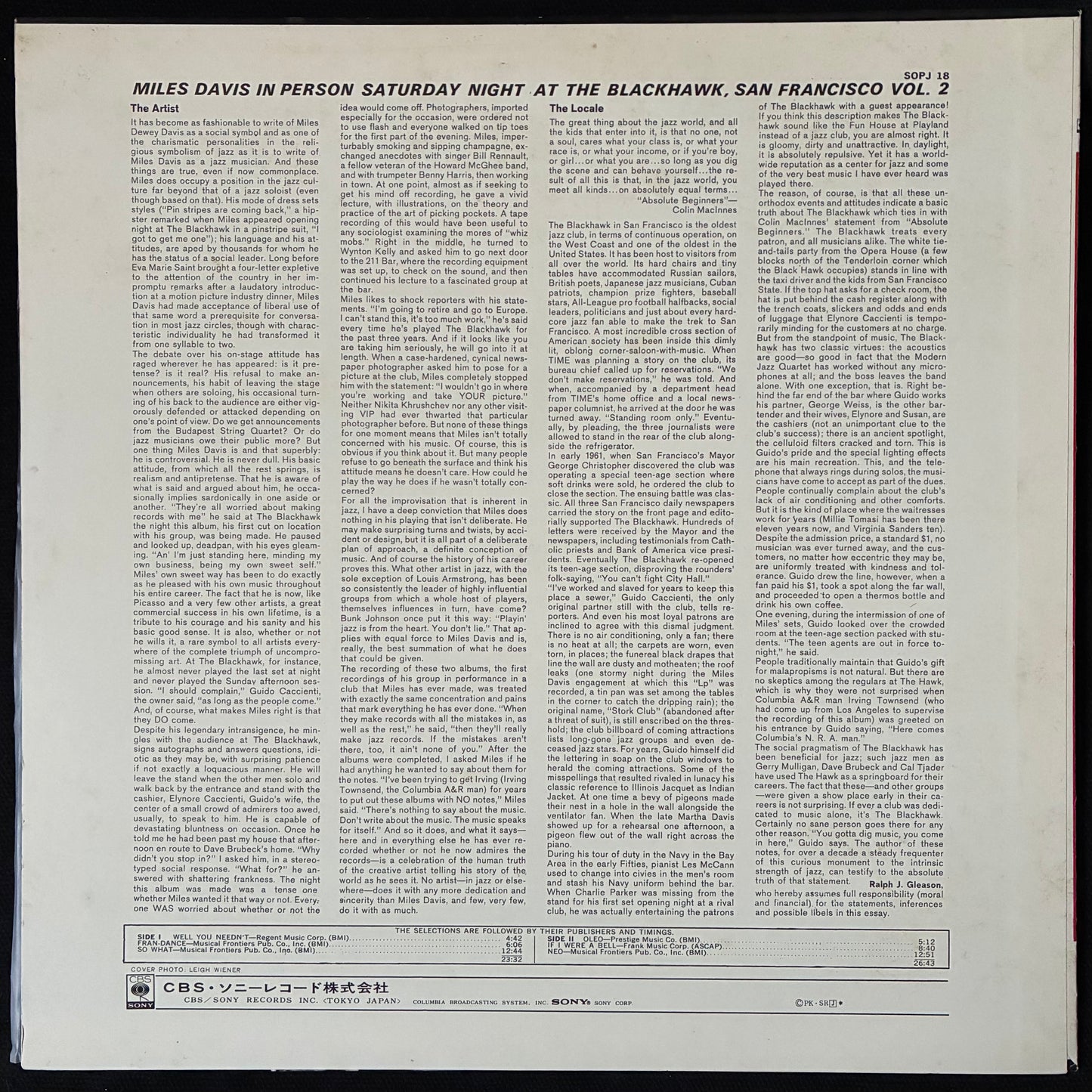 MILES DAVIS - MILES DAVIS IN PERSON AT THE BLACKHAWK, SAN FRANCISCO VOLUME II (USED VINYL 1972 JAPAN M-/M-)