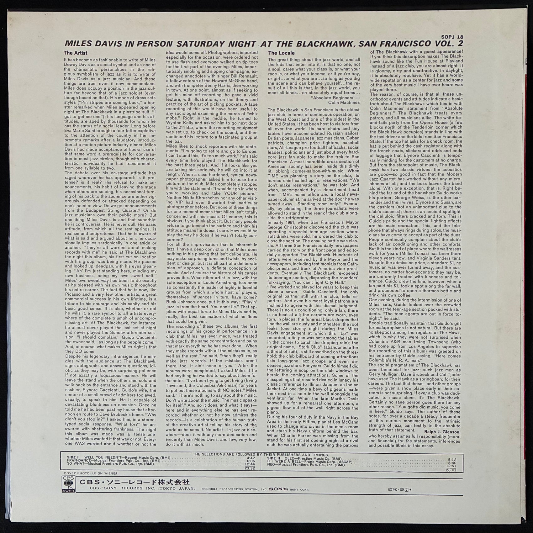 MILES DAVIS - MILES DAVIS IN PERSON AT THE BLACKHAWK, SAN FRANCISCO VOLUME II (USED VINYL 1972 JAPAN M-/M-)