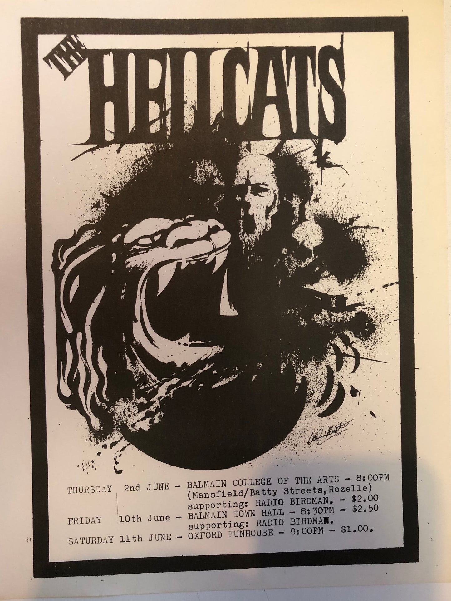 HELLCATS - SYDNEY GIGS FLYER 1977