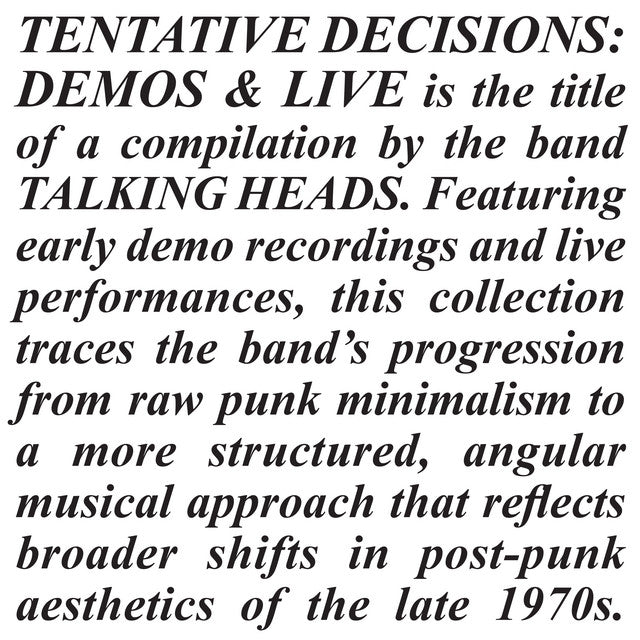 TALKING HEADS -  TENTATIVE DECISIONS 1974-1976 (LP+7") VINYL