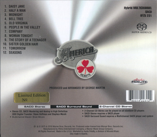 AMERICA - HEARTS (AUDIO FIDELITY) HYBRID SACD