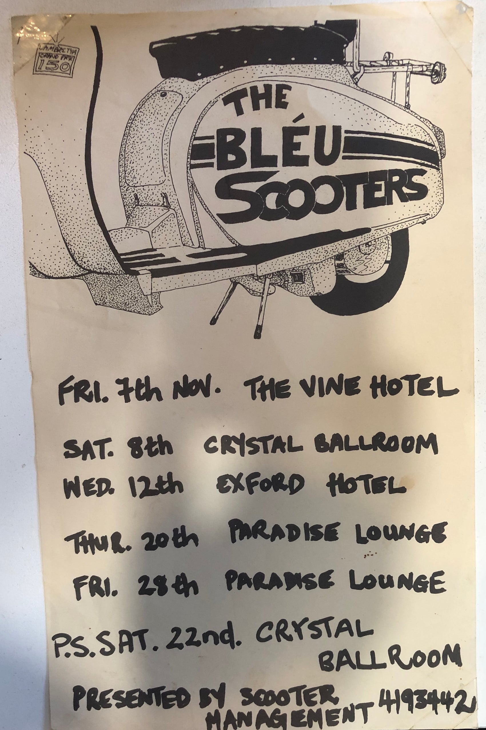 BLEU SCOOTERS 1980 HANDBILL