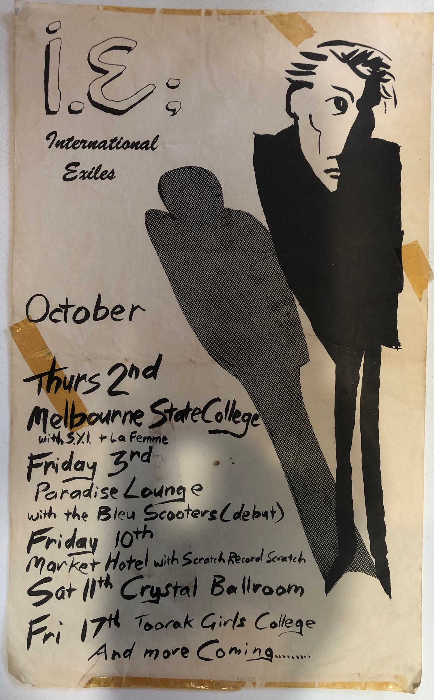 INTERNATIONAL EXILES 1980 GIG HANDBILL